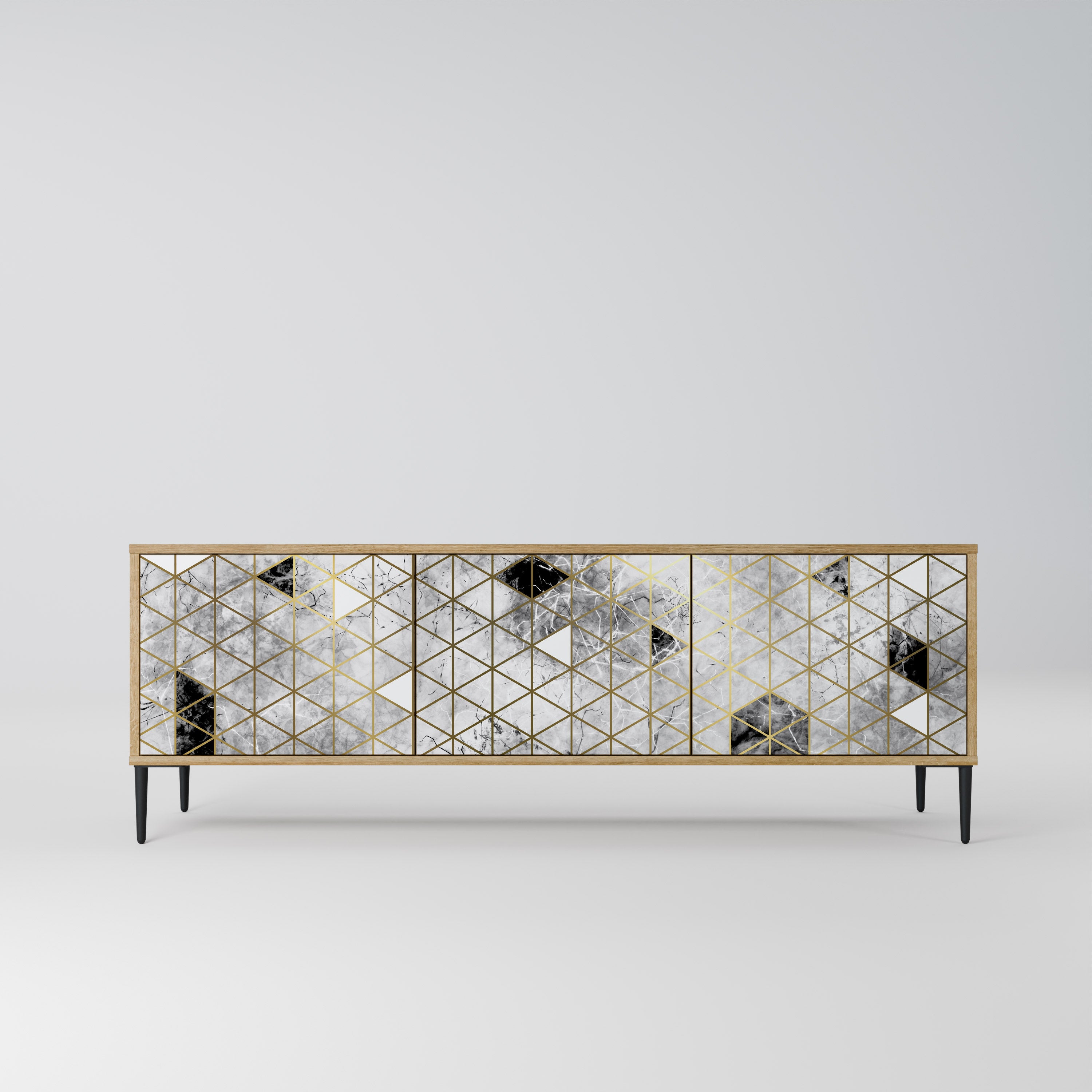 ASHEN ARIA 3-Door TV Stand in Oak Effect