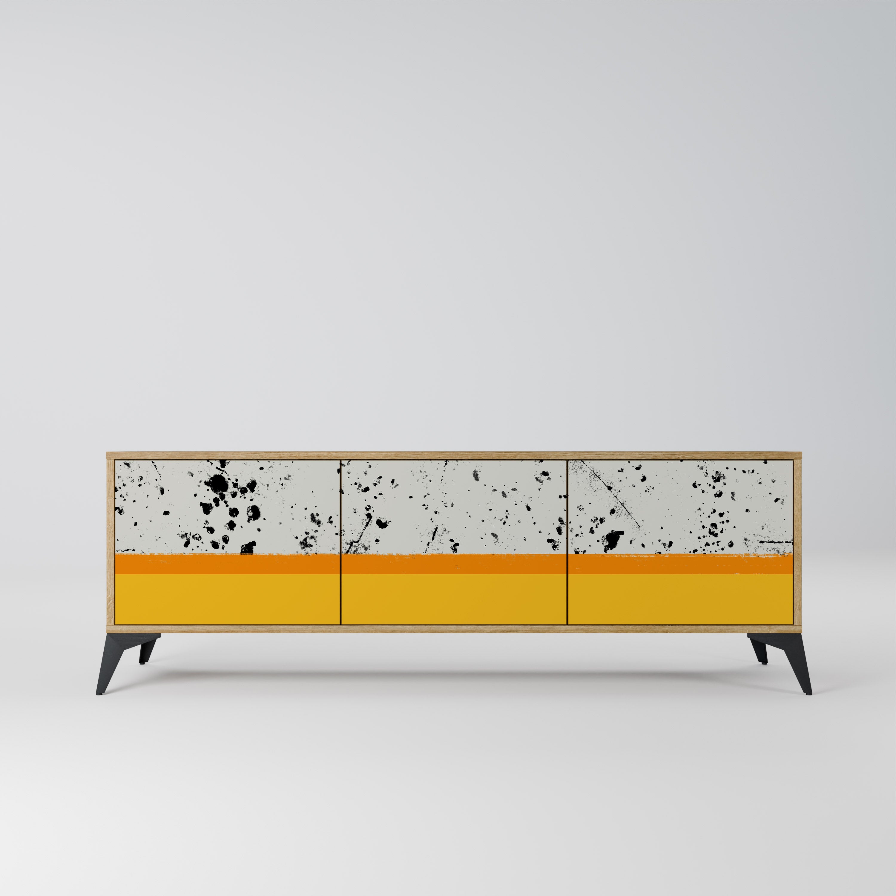 DYED BY ORANGE 3-Door TV Stand in Oak Effect