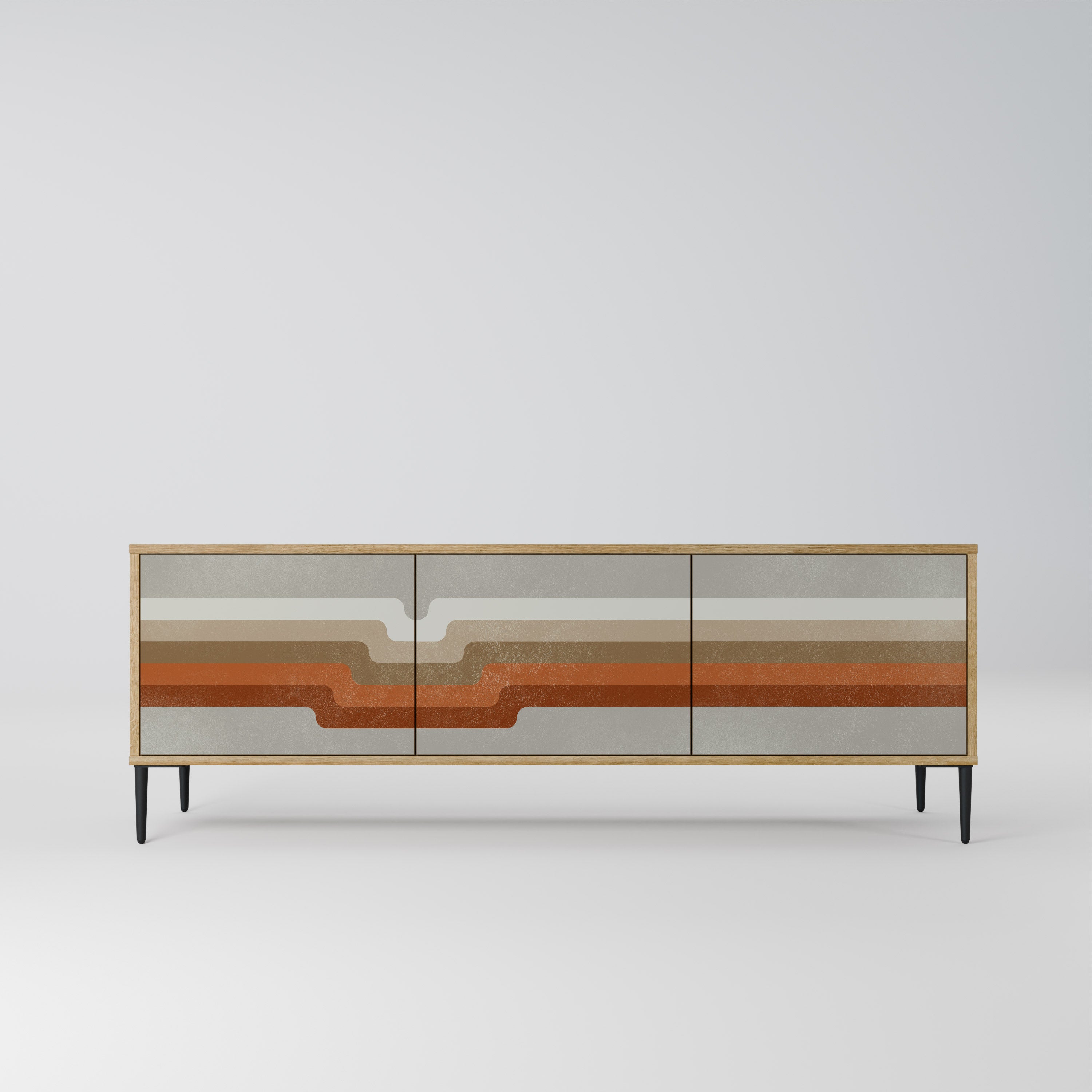 PECULIAR TRAIL 3-Door TV Stand in Oak Effect