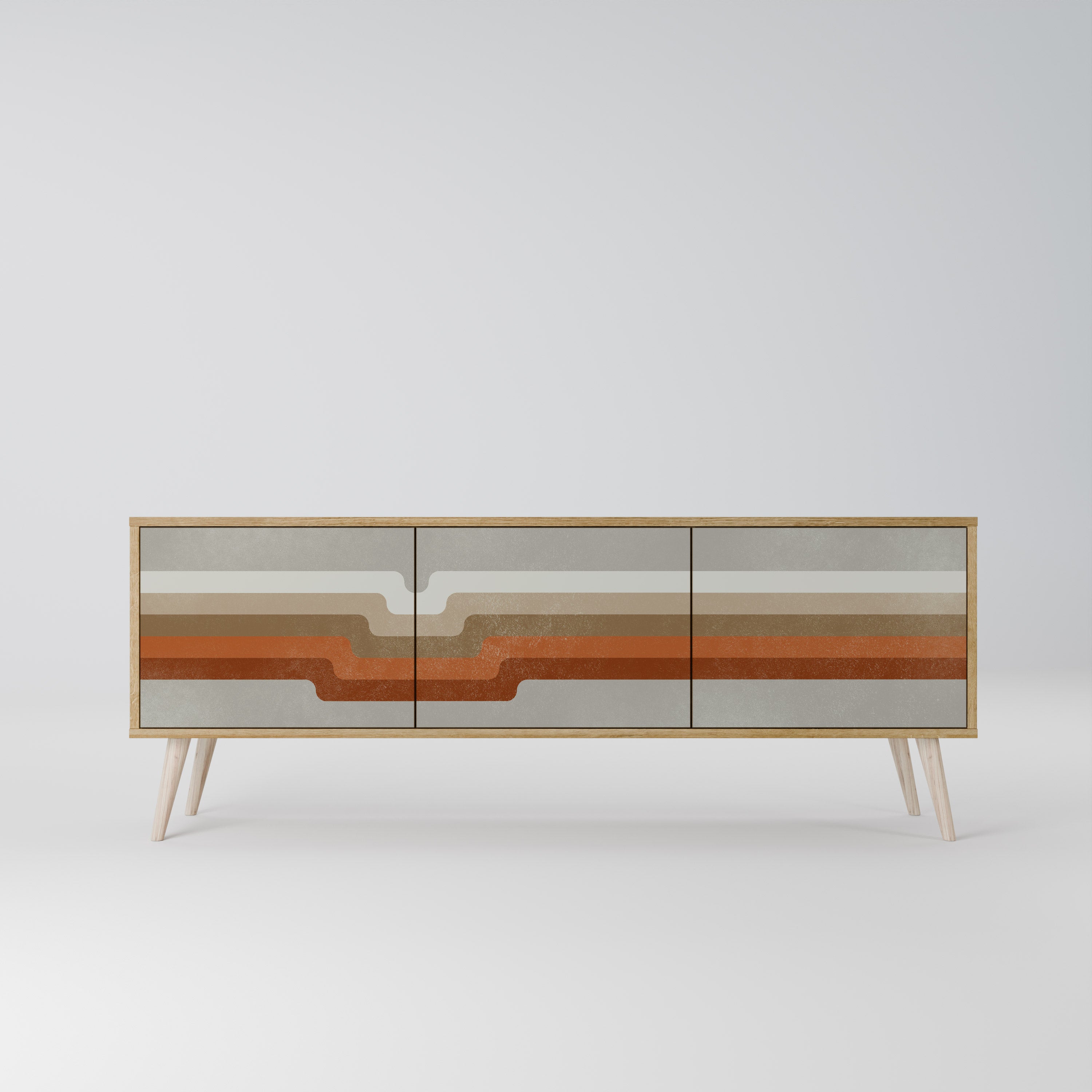 PECULIAR TRAIL 3-Door TV Stand in Oak Effect