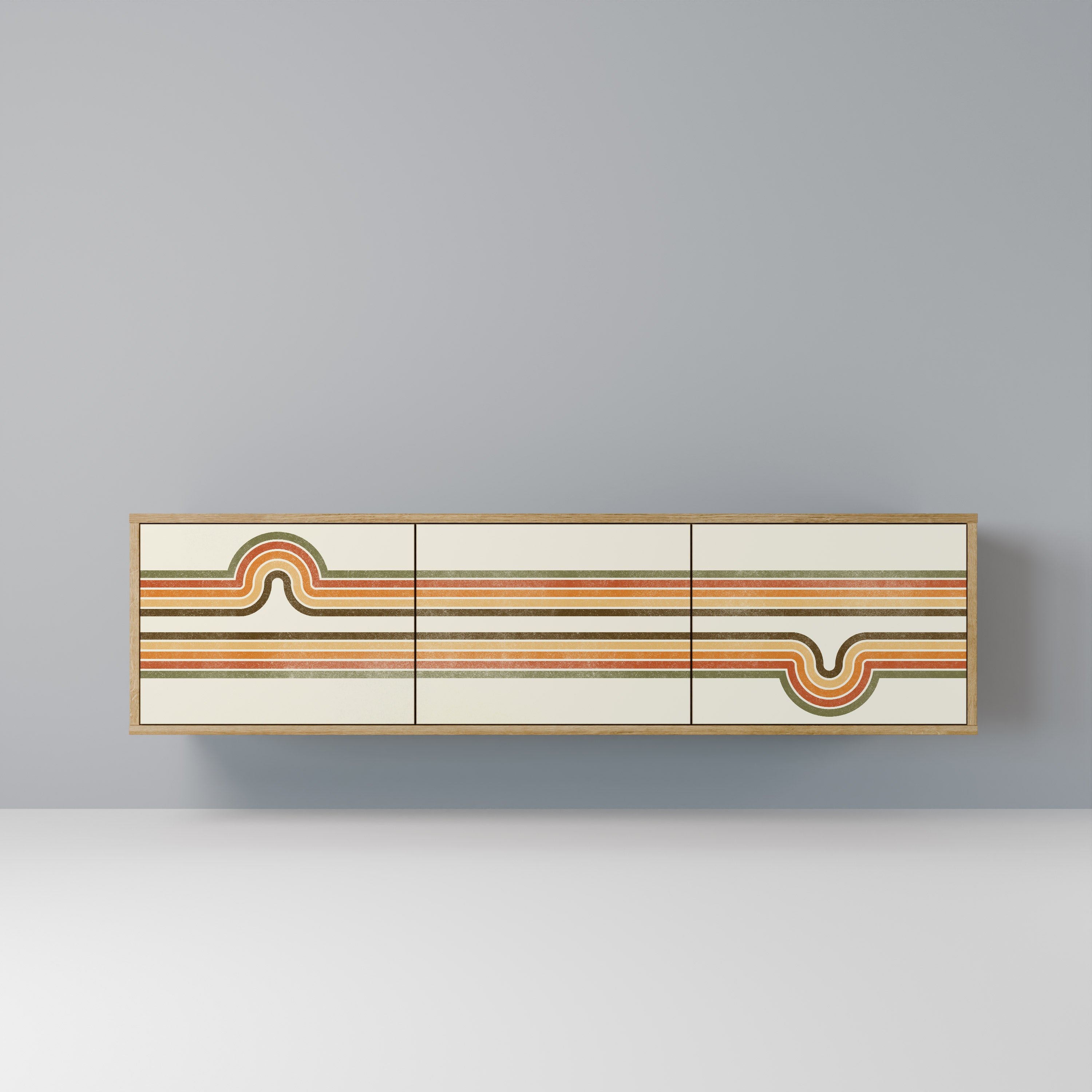 EXCEPTIONAL STREAM 3-Door TV Stand in Oak Effect