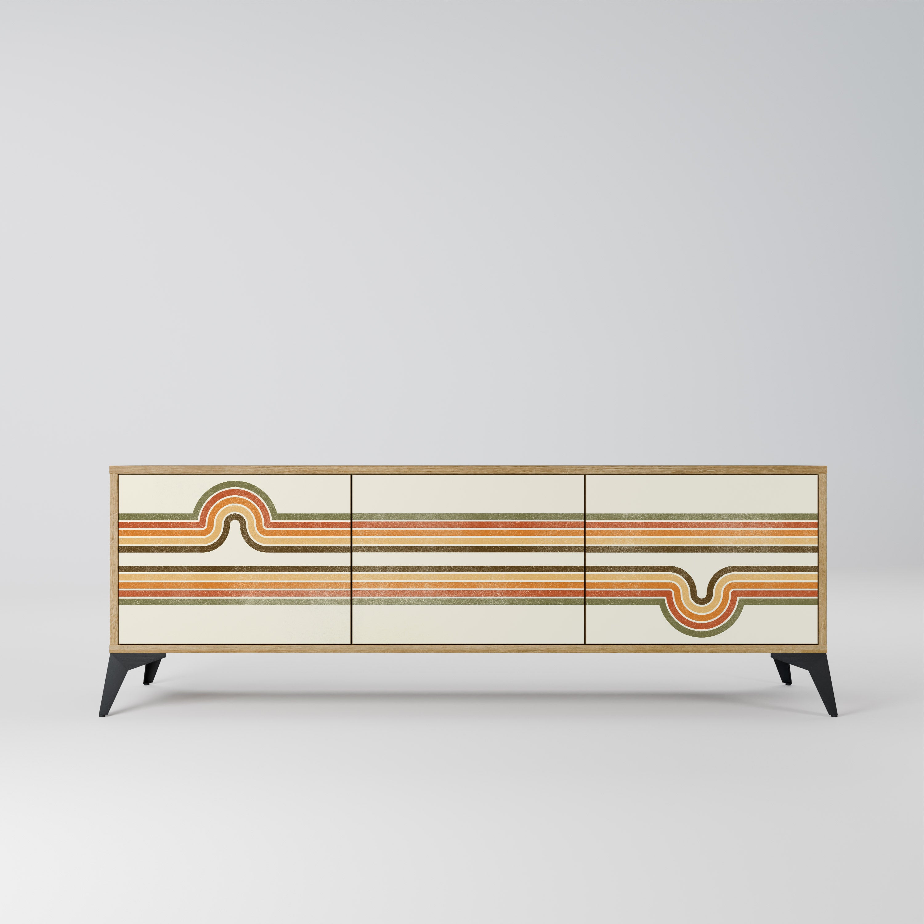 EXCEPTIONAL STREAM 3-Door TV Stand in Oak Effect