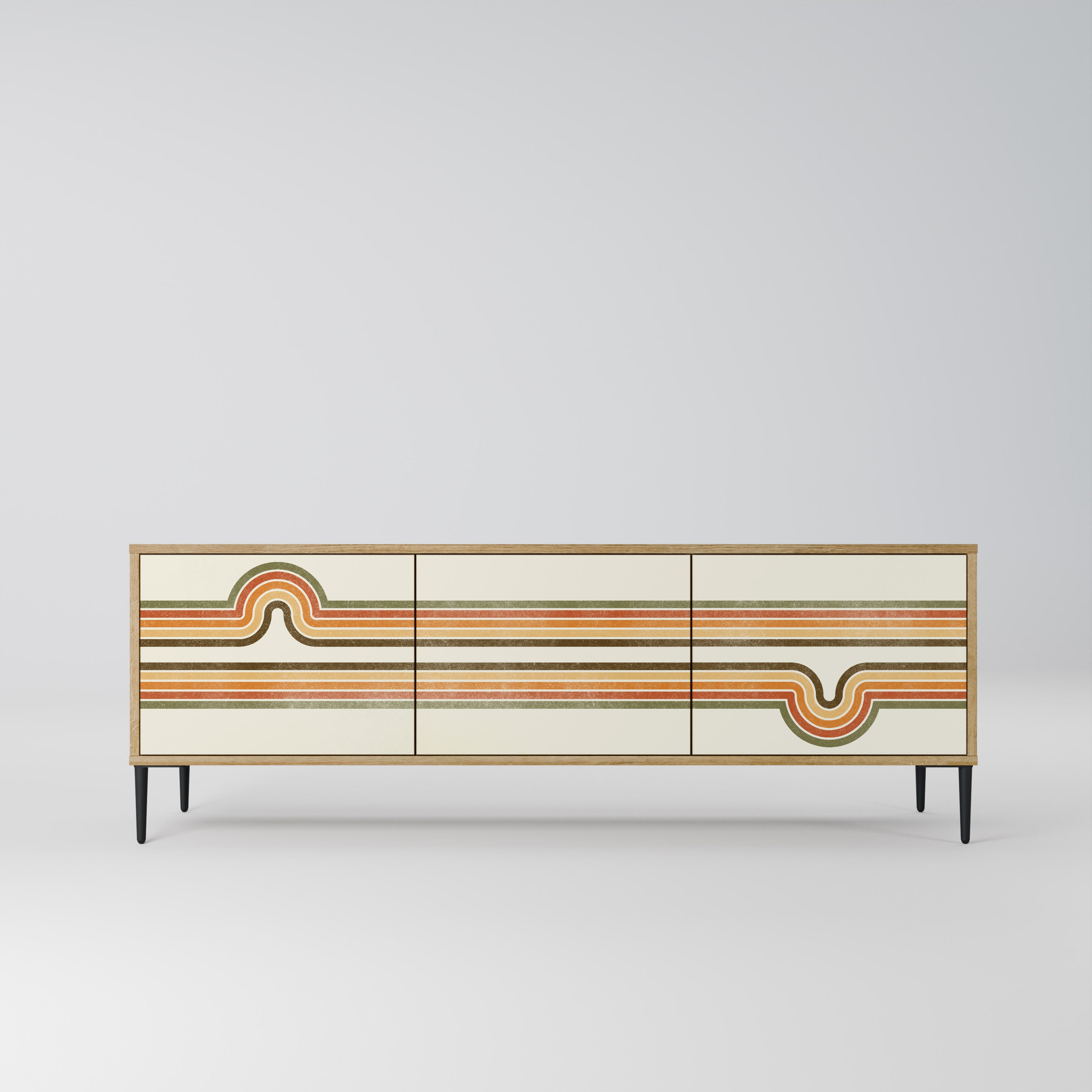 EXCEPTIONAL STREAM 3-Door TV Stand in Oak Effect