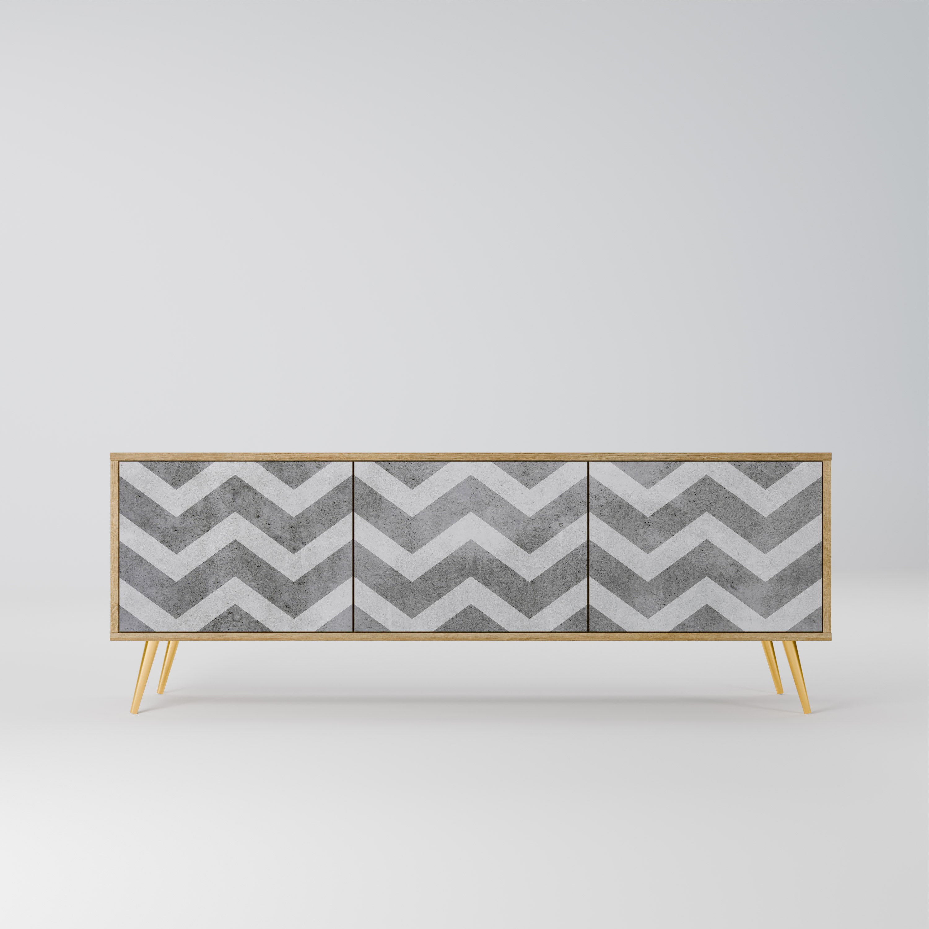 TOUGH ZIG ZAG 3-Door TV Stand in Oak Effect