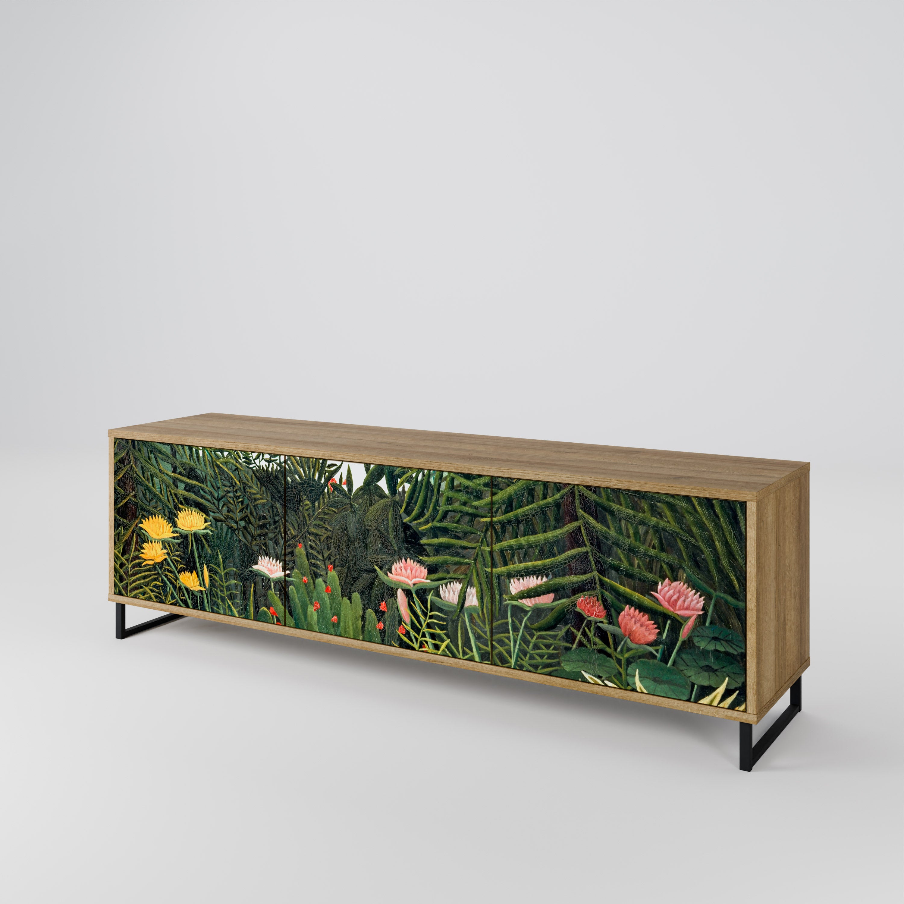 VIRGIN FOREST WITH SUNSET 3-Door TV Stand in Oak Effect