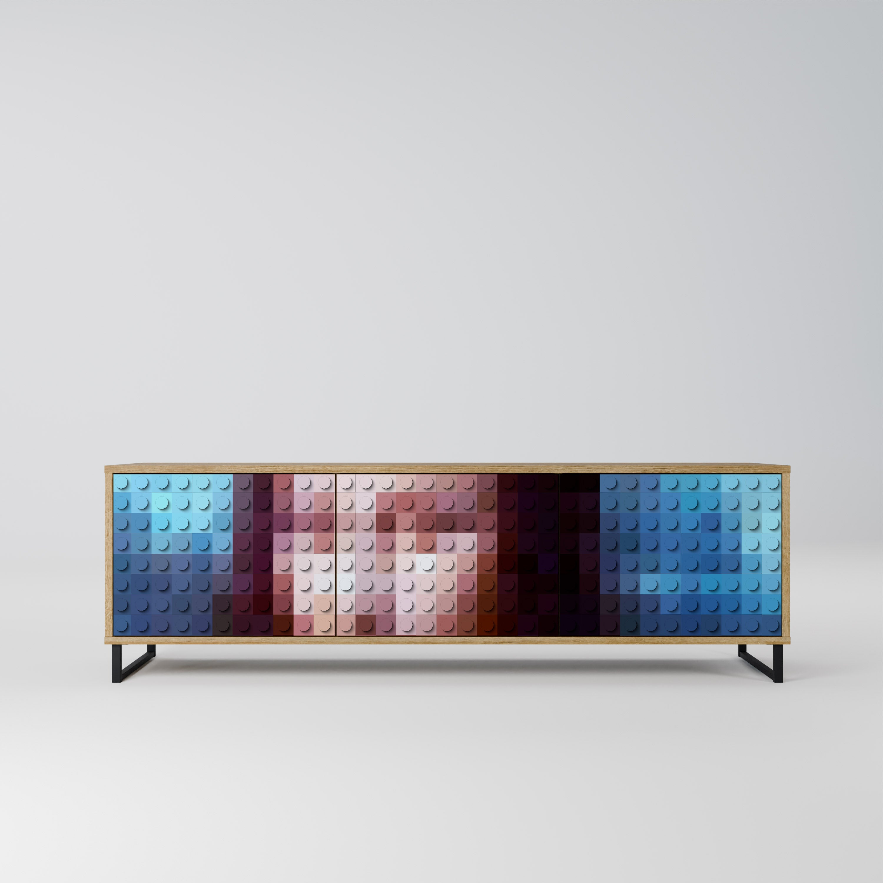 CONSTRUCTIVE ART 3-Door TV Stand in Oak Effect