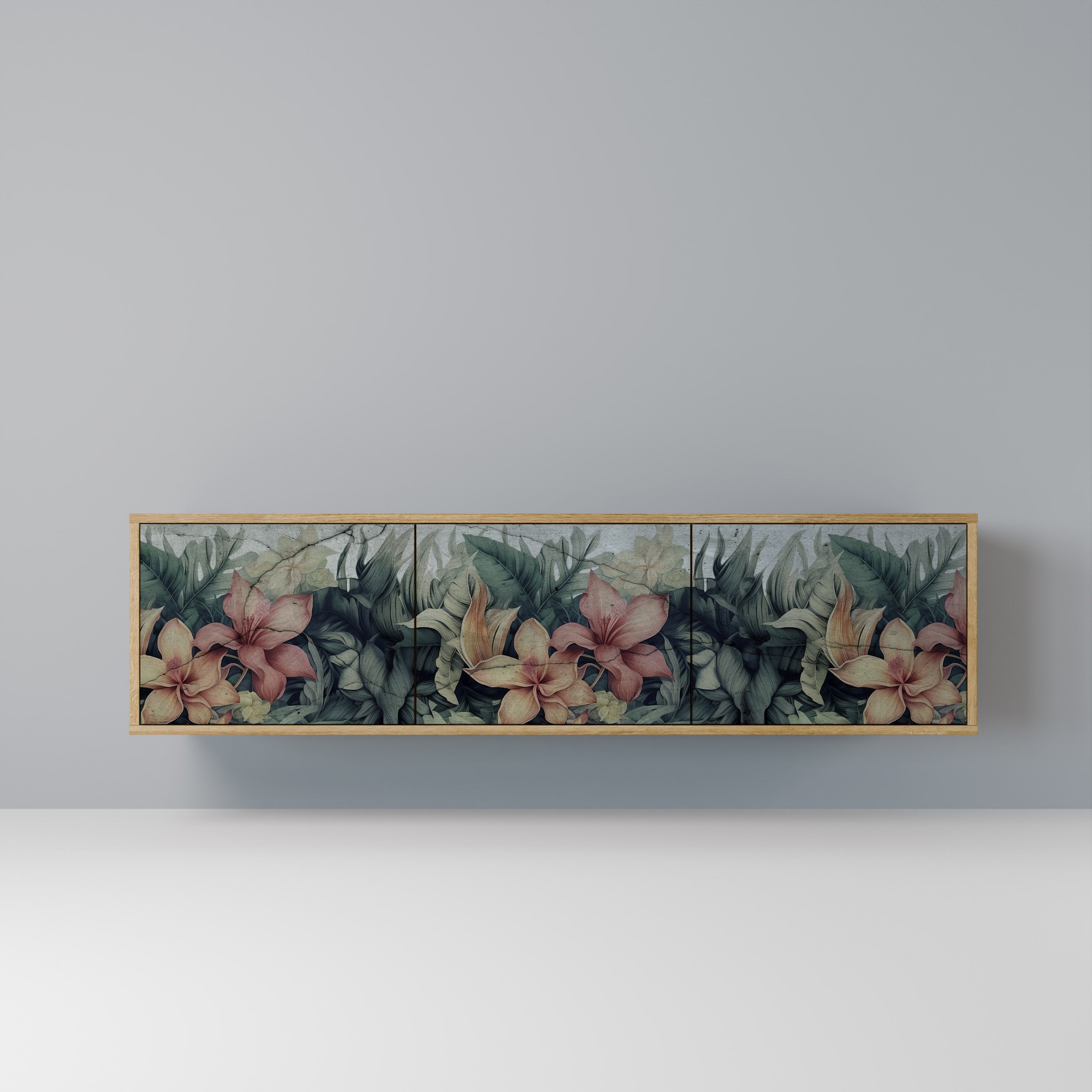 HEAVENLY BLOOM 3-Door TV Stand in Oak Effect