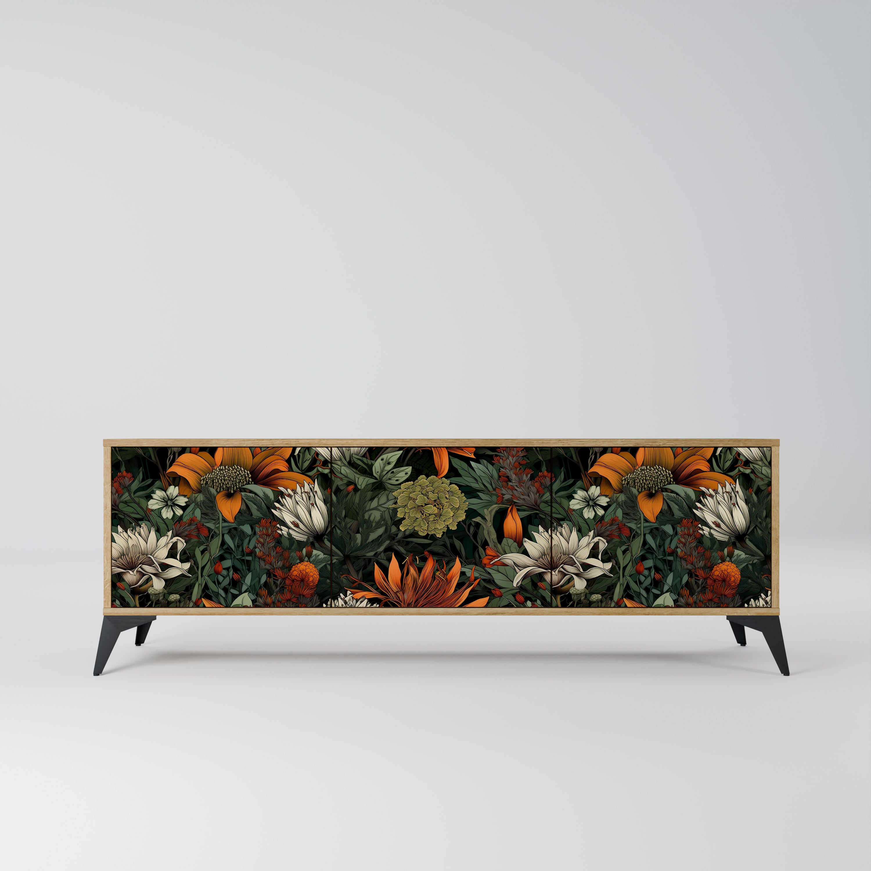 MIDNIGHT SPROUT 3-Door TV Stand in Oak Effect
