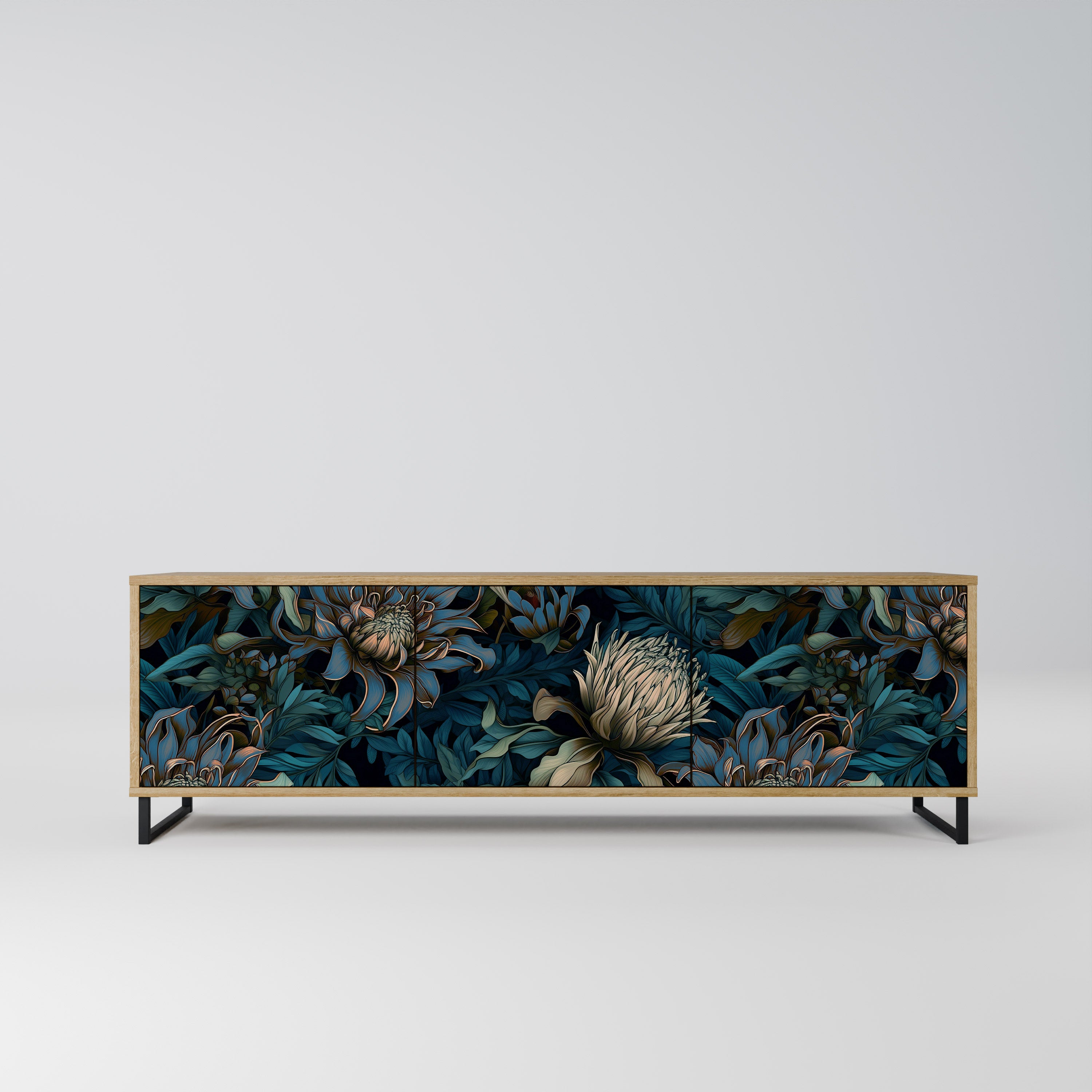 TWILIGHT BLOOM 3-Door TV Stand in Oak Effect