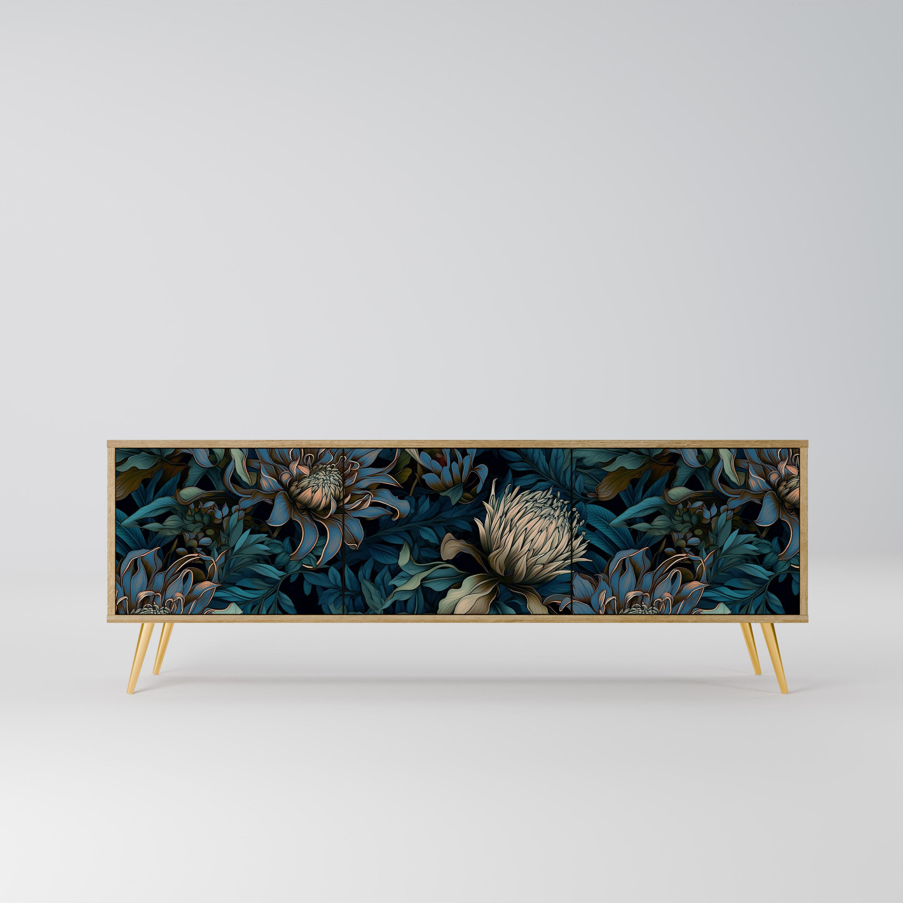 TWILIGHT BLOOM 3-Door TV Stand in Oak Effect