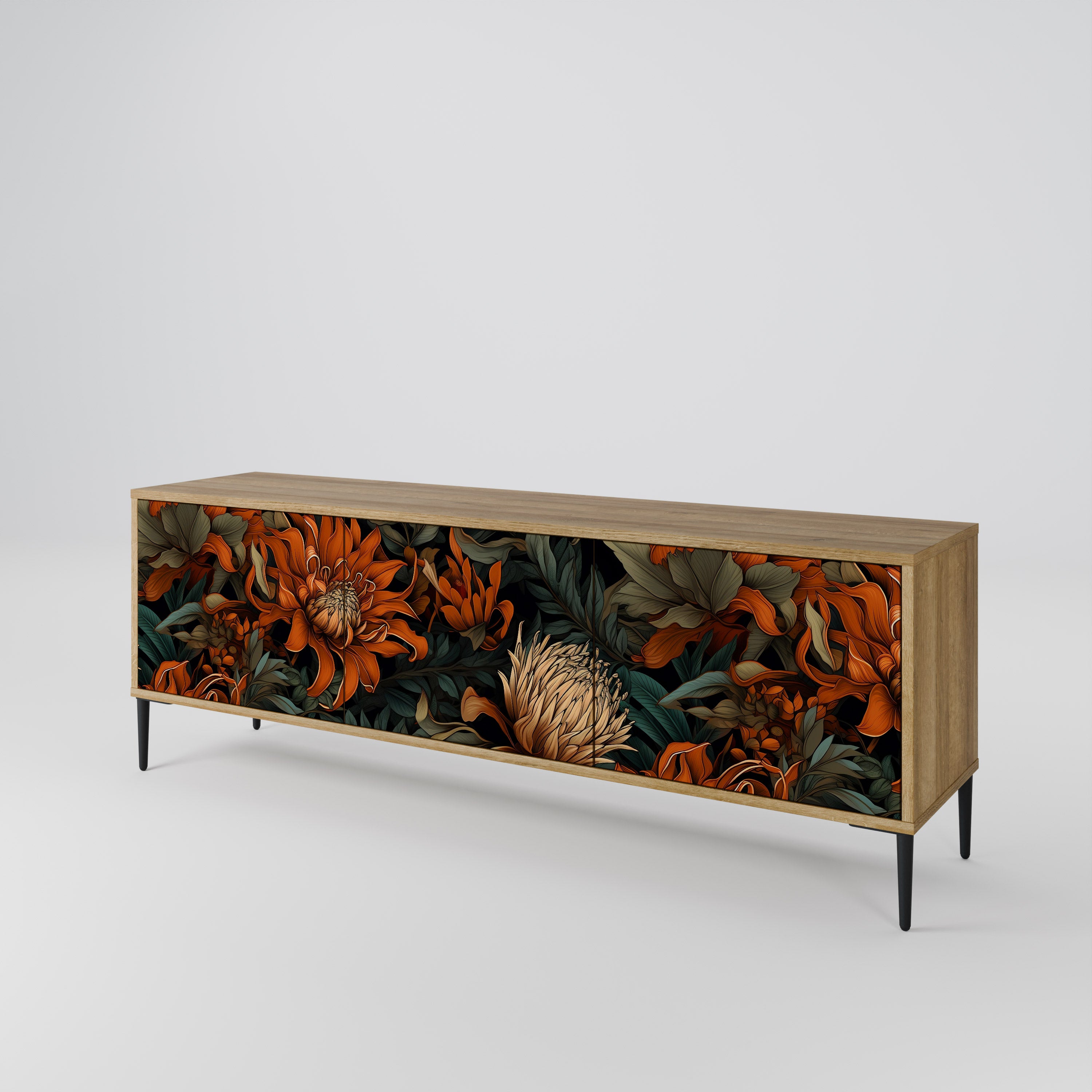 DAWN BLOOM 3-Door TV Stand in Oak Effect