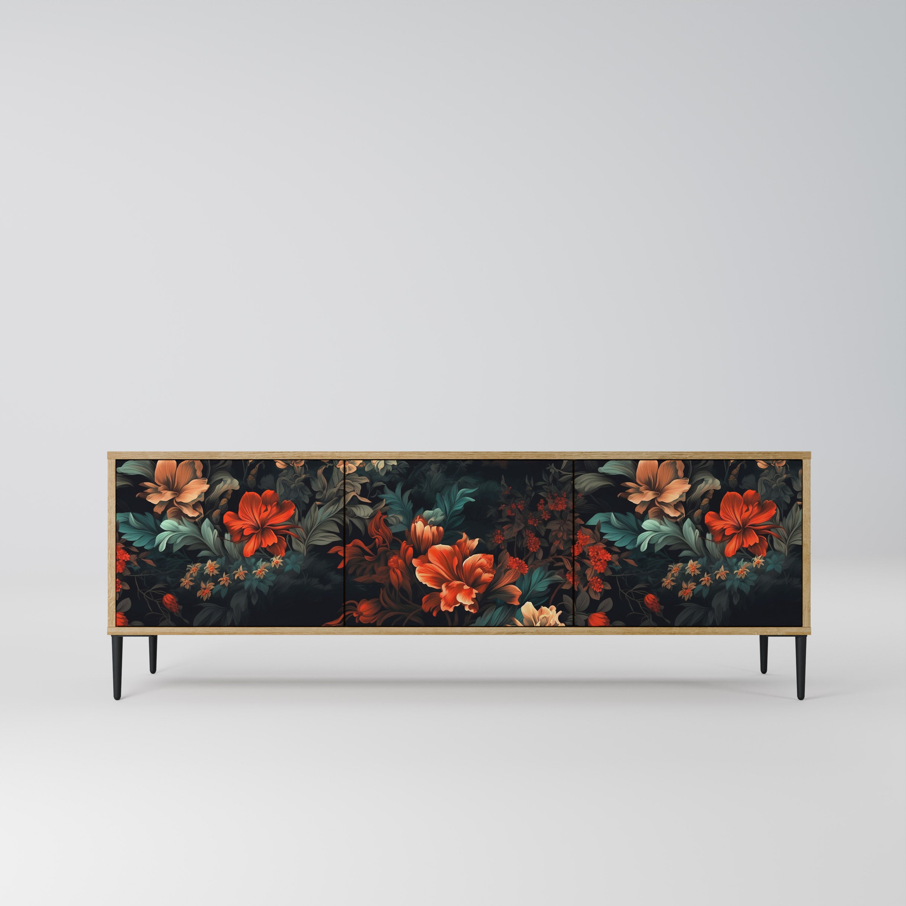 IMAGINARY BLOSSOM 3-Door TV Stand in Oak Effect