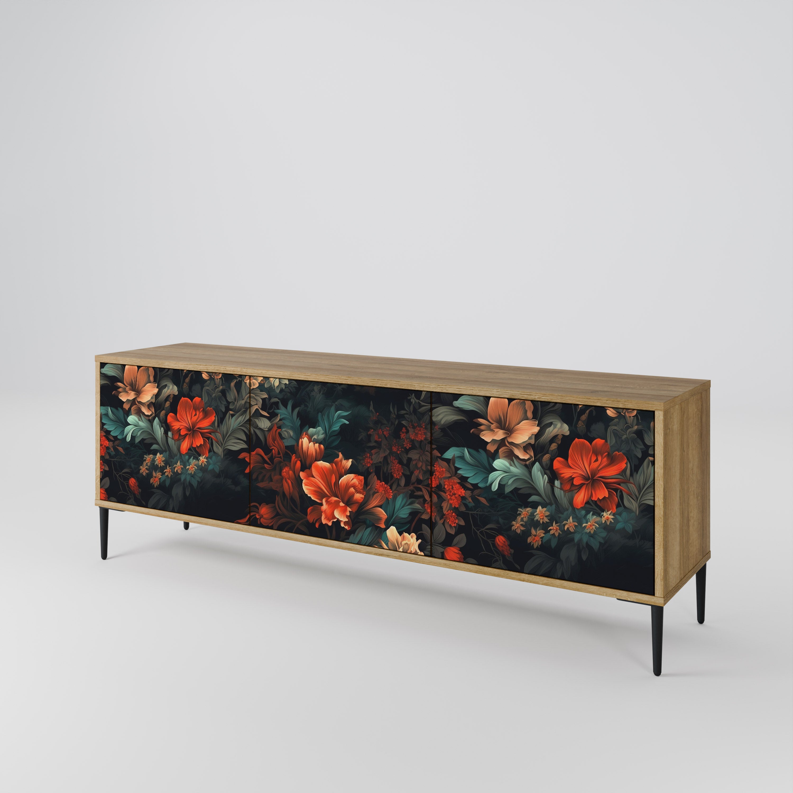IMAGINARY BLOSSOM 3-Door TV Stand in Oak Effect