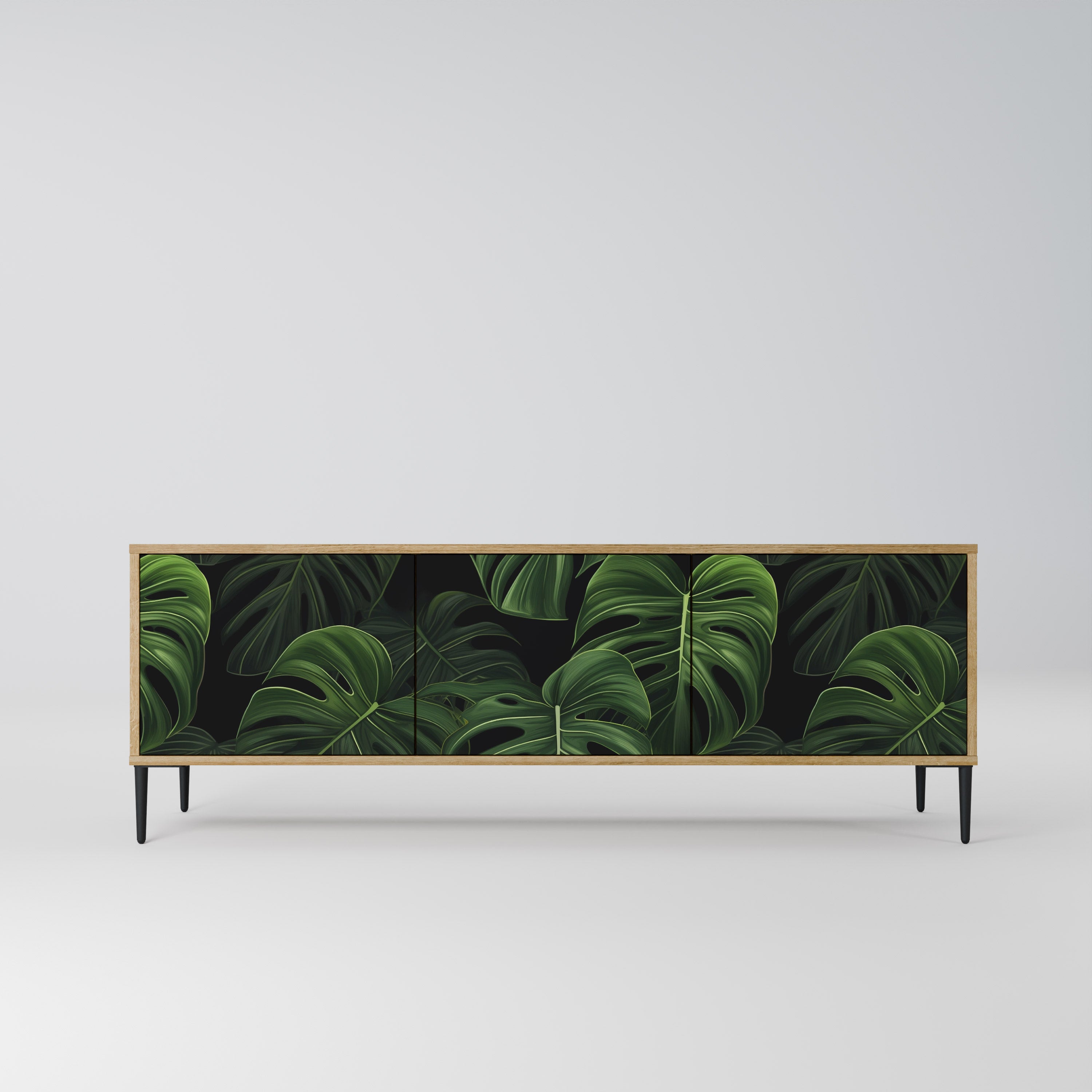 INFINITE MONSTERA 3-Door TV Stand in Oak Effect