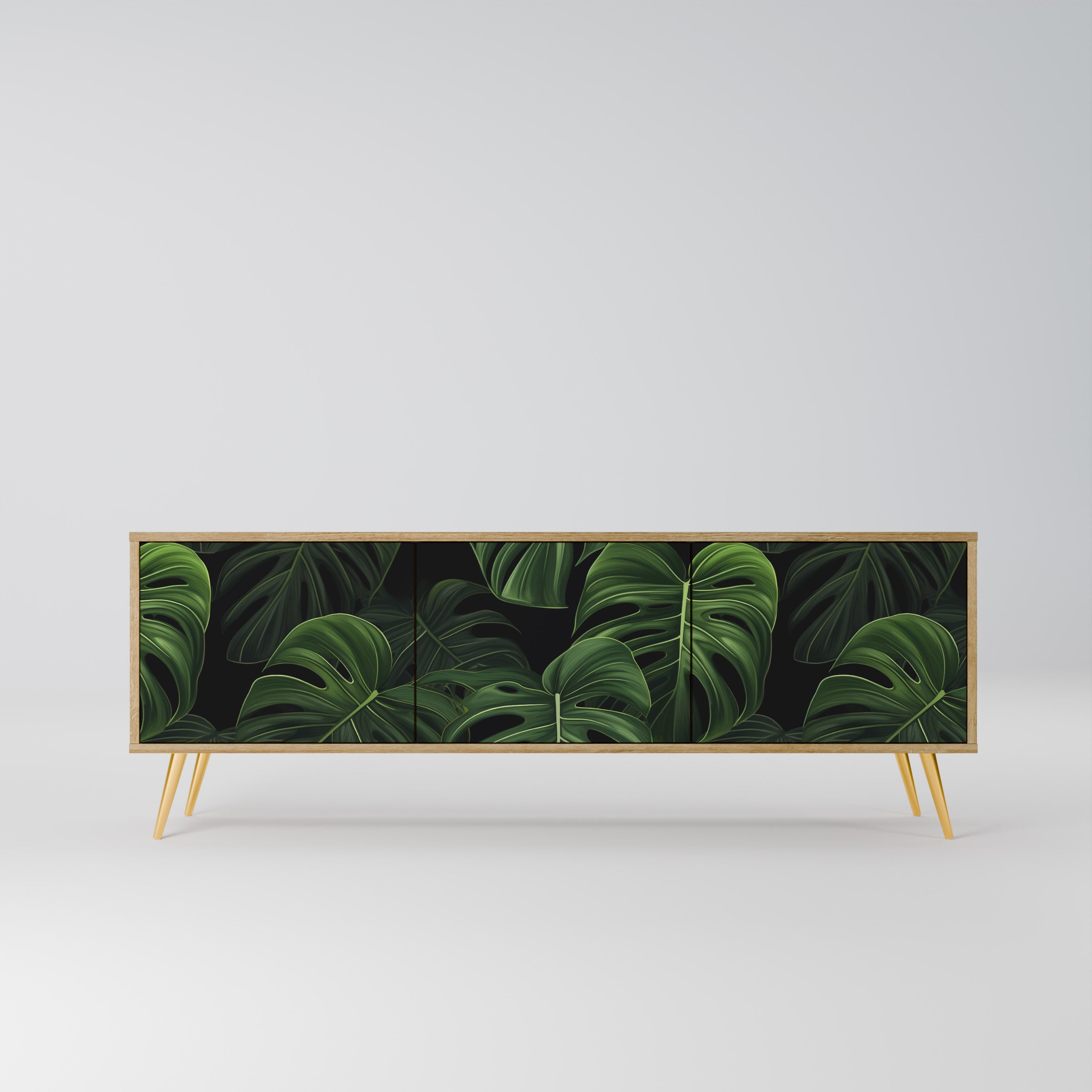 INFINITE MONSTERA 3-Door TV Stand in Oak Effect