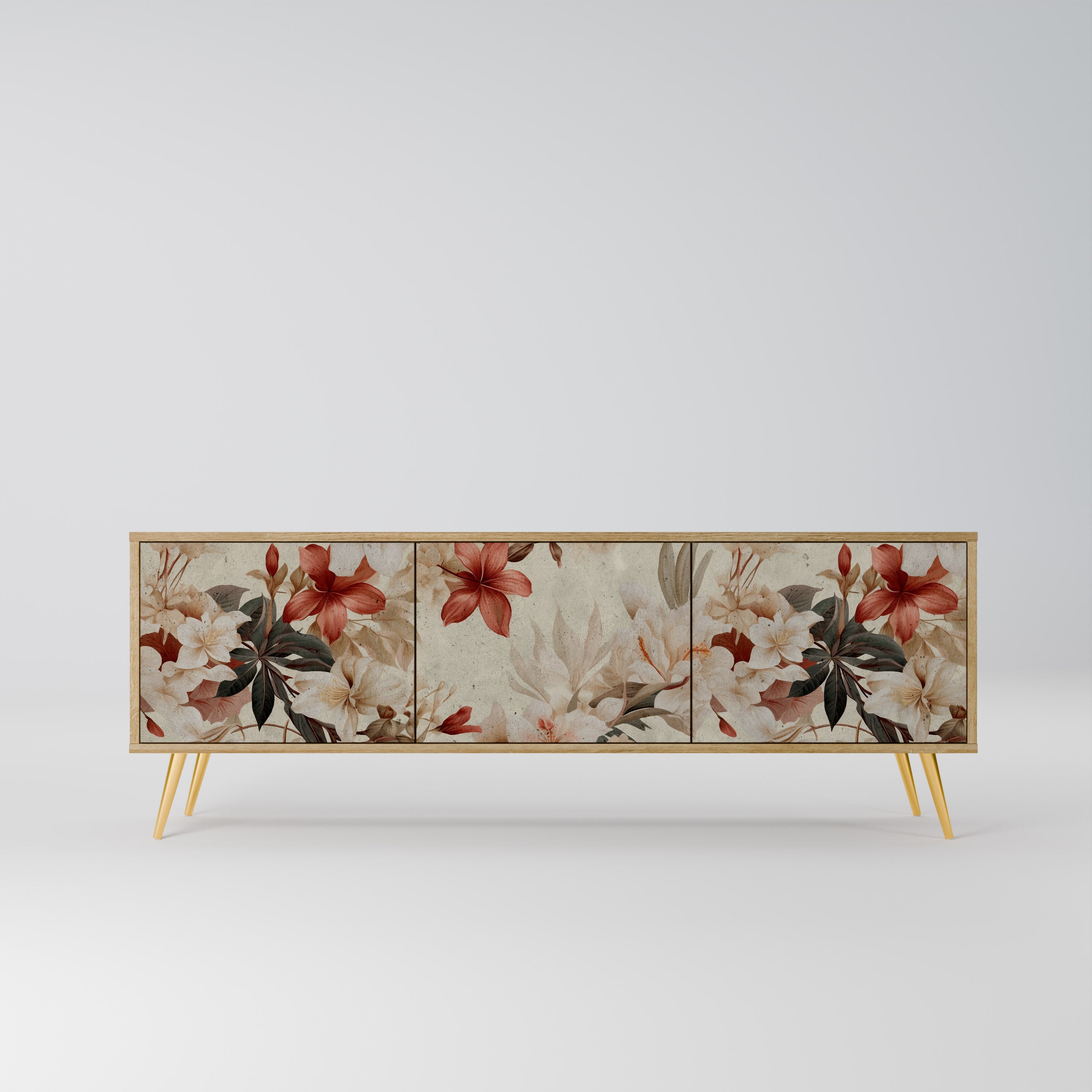 PETAL HARMONY 3-Door TV Stand in Oak Effect