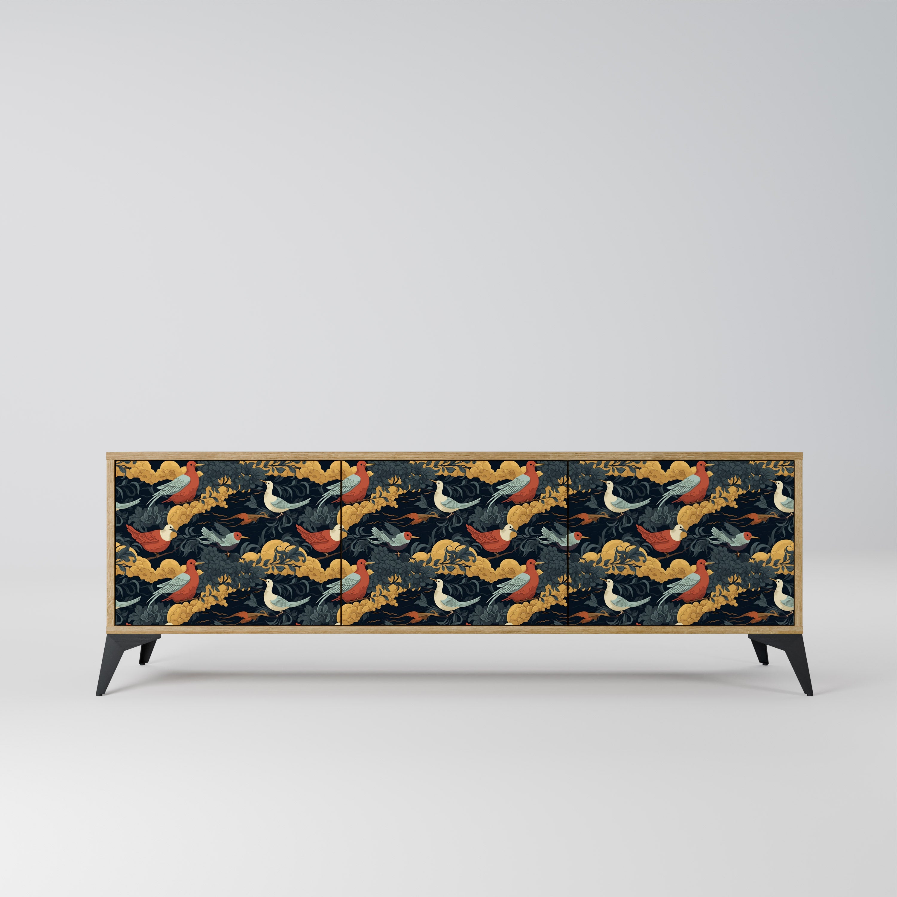 FOWLY DAZE 3-Door TV Stand in Oak Effect