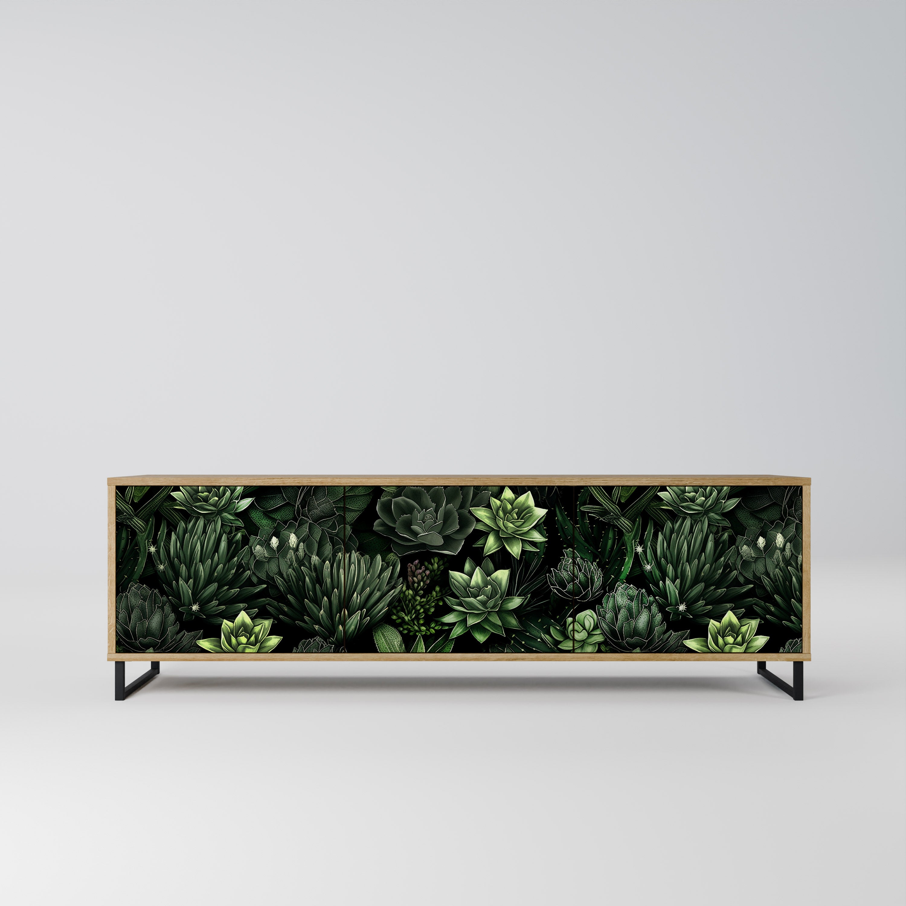SUCCULENT JUNGLE 3-Door TV Stand in Oak Effect