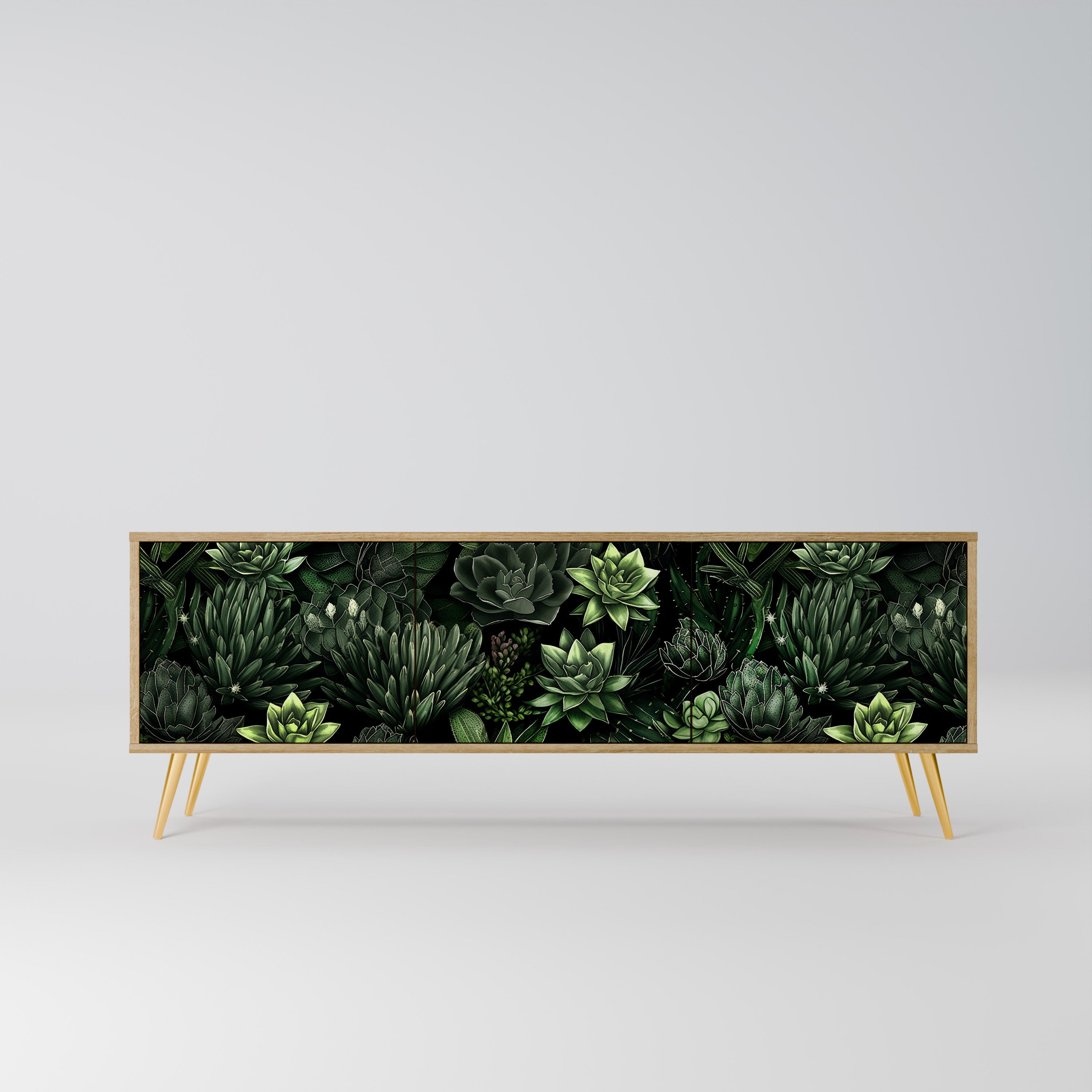 SUCCULENT JUNGLE 3-Door TV Stand in Oak Effect