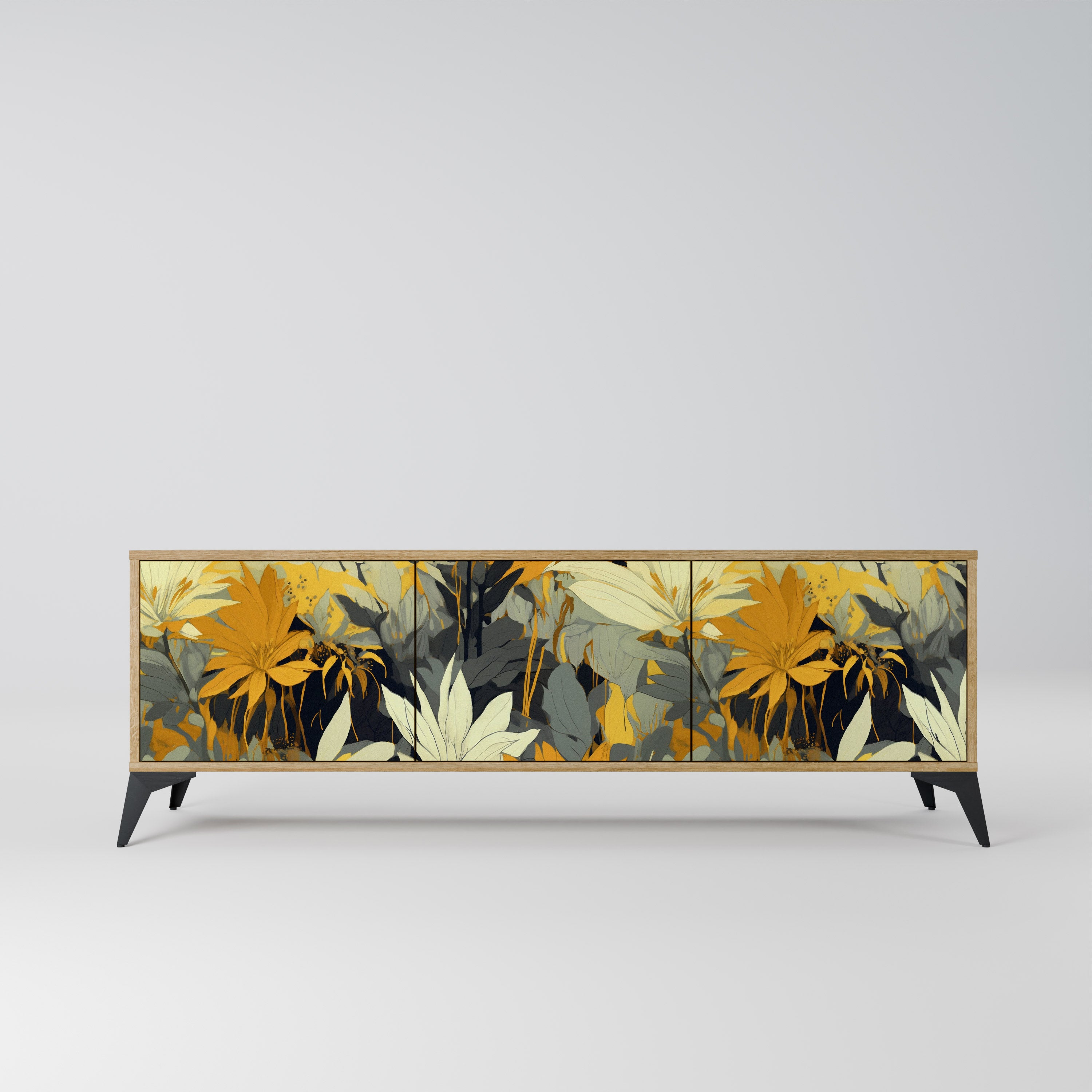 SUNKISSED LILY 3-Door TV Stand in Oak Effect