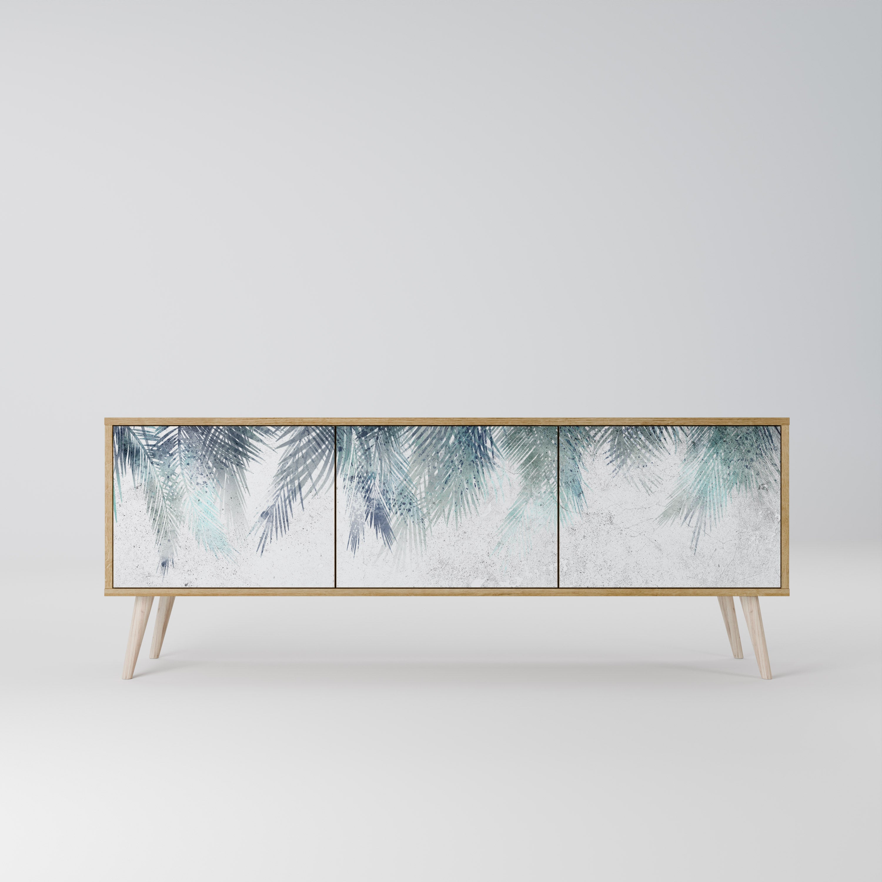 PALM VEIL 3-Door TV Stand in Oak Effect