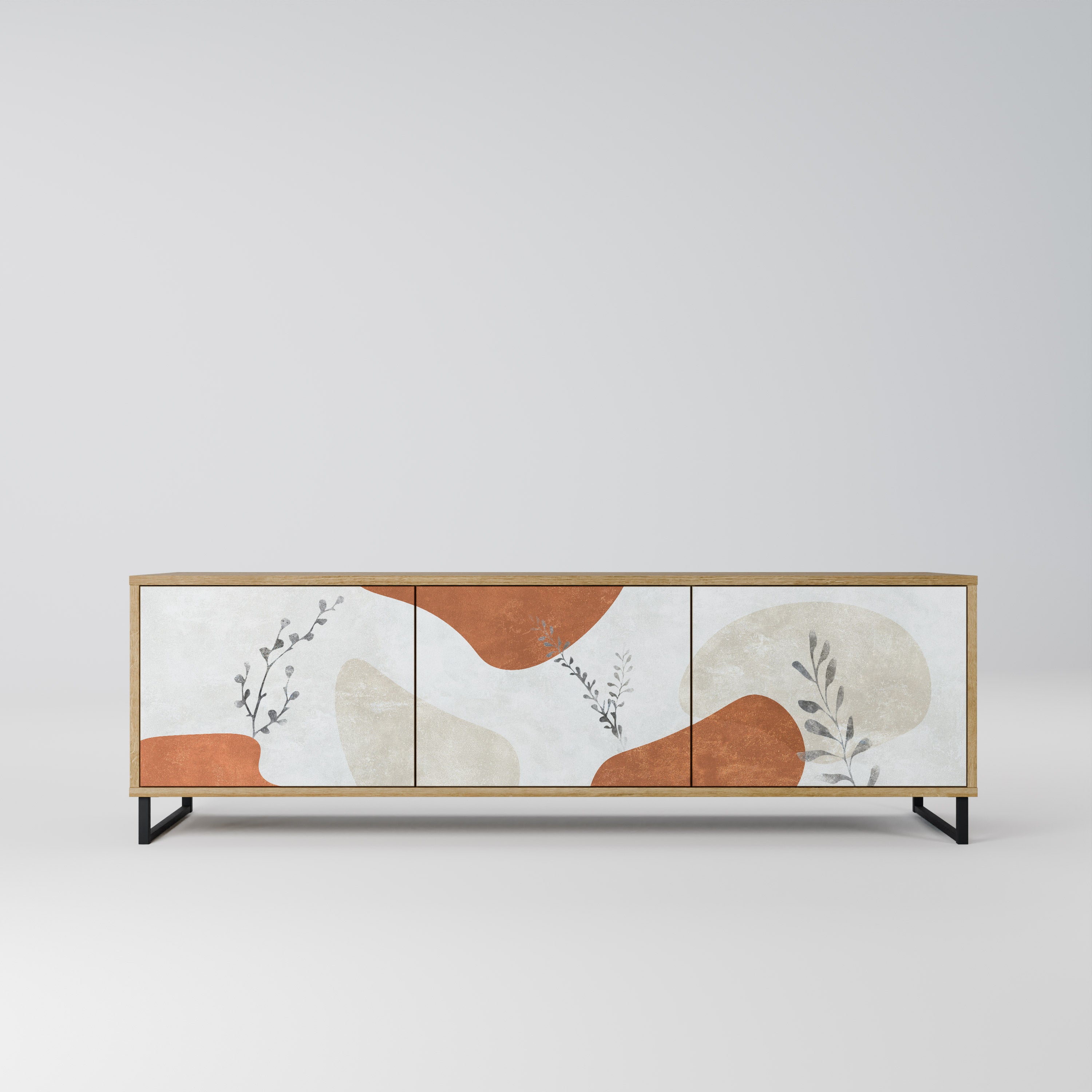 TRANQUIL TWIG 3-Door TV Stand in Oak Effect