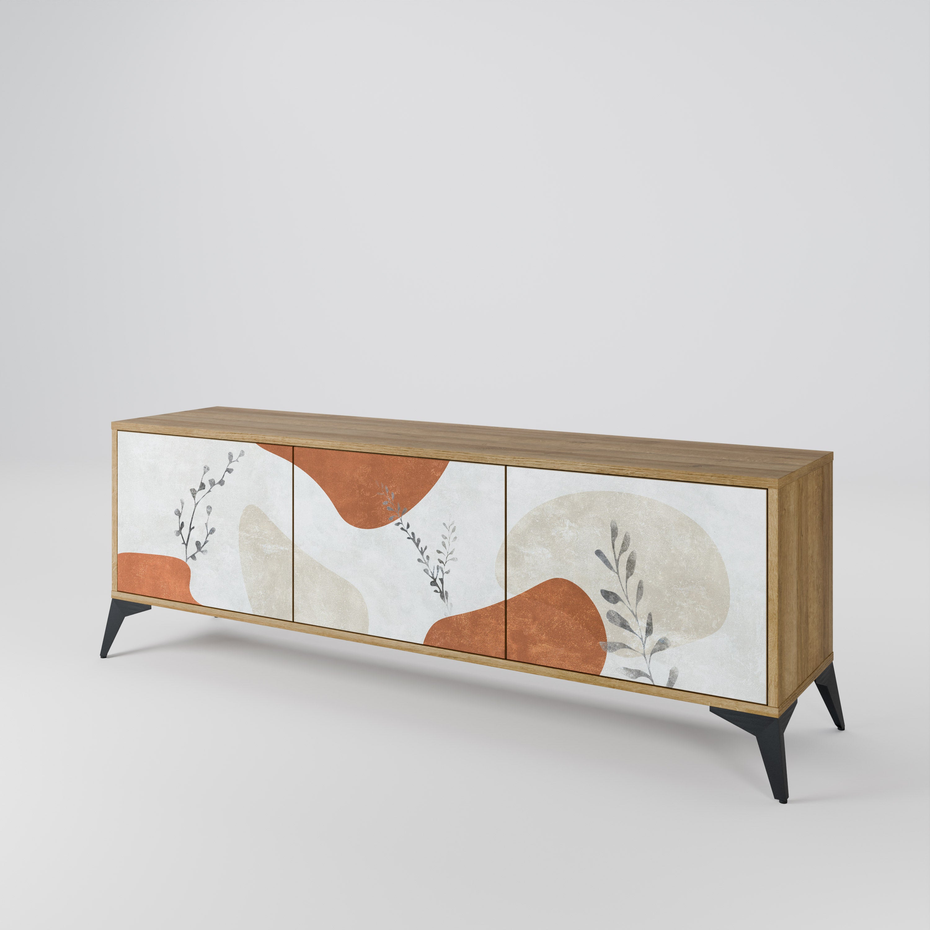 TRANQUIL TWIG 3-Door TV Stand in Oak Effect