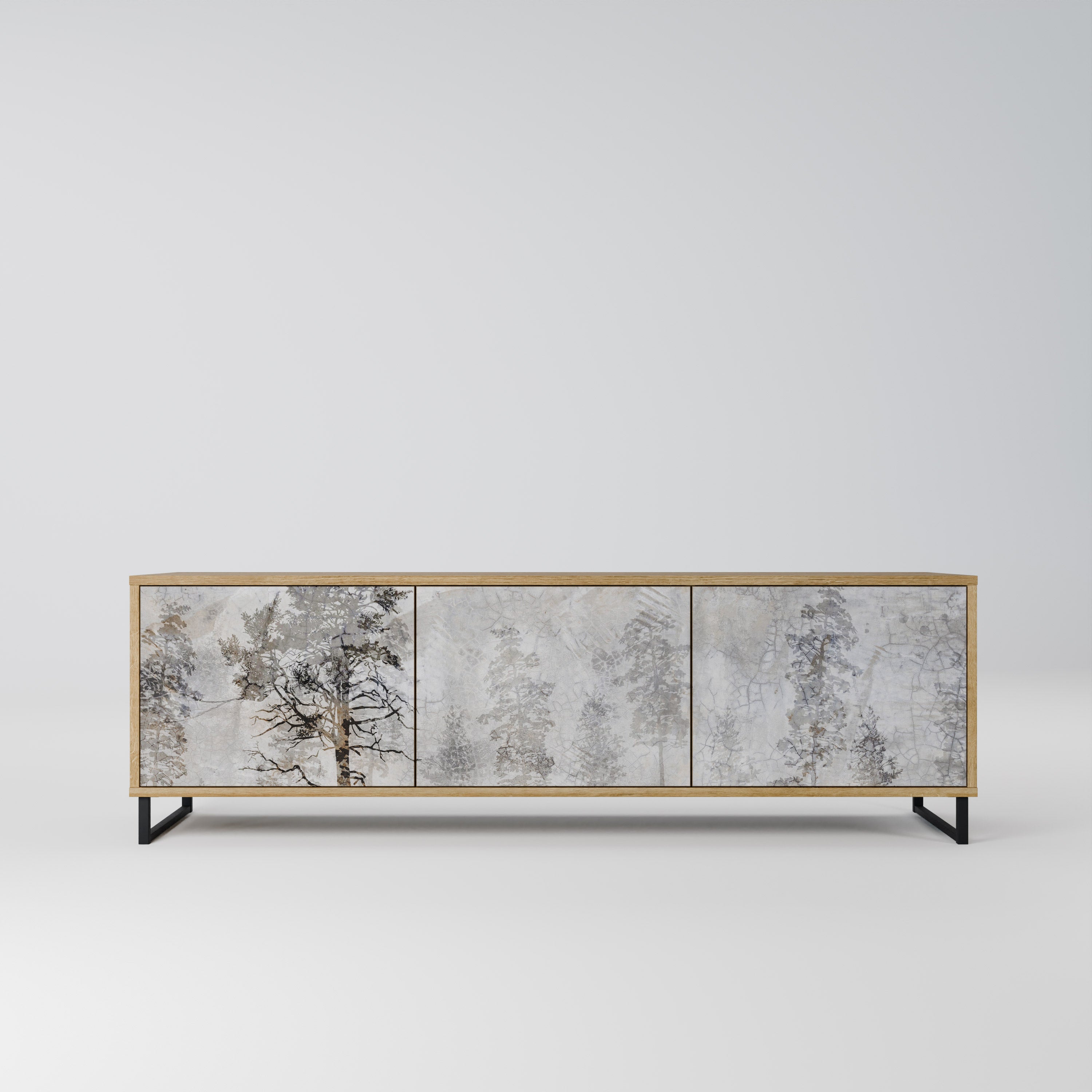 FADE IN THE TREES 3-Door TV Stand in Oak Effect