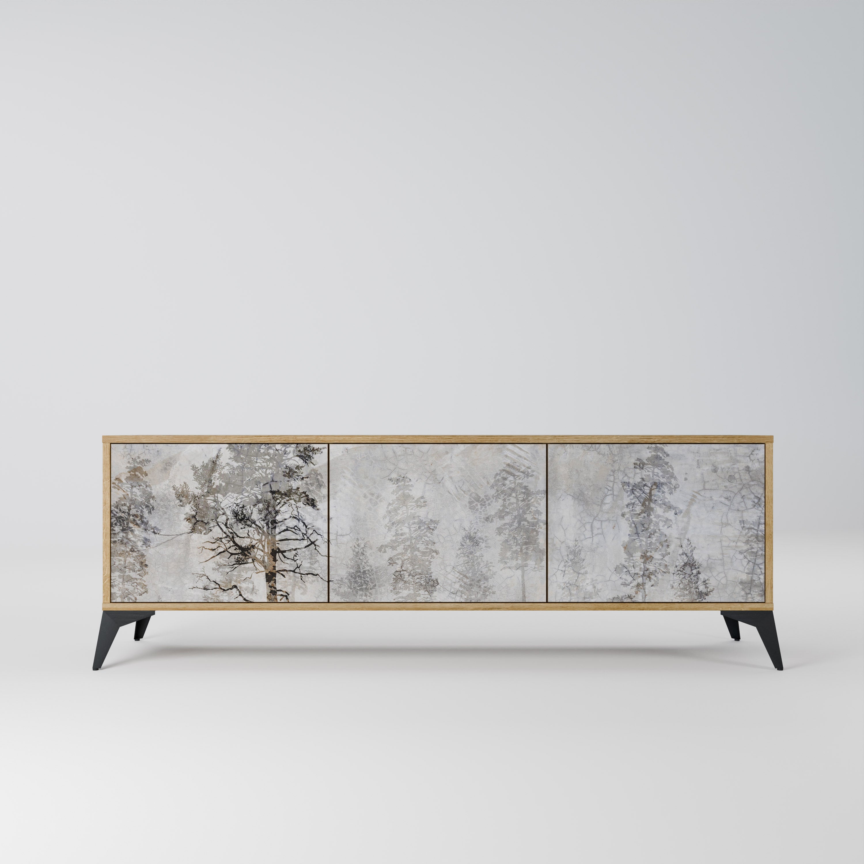FADE IN THE TREES 3-Door TV Stand in Oak Effect