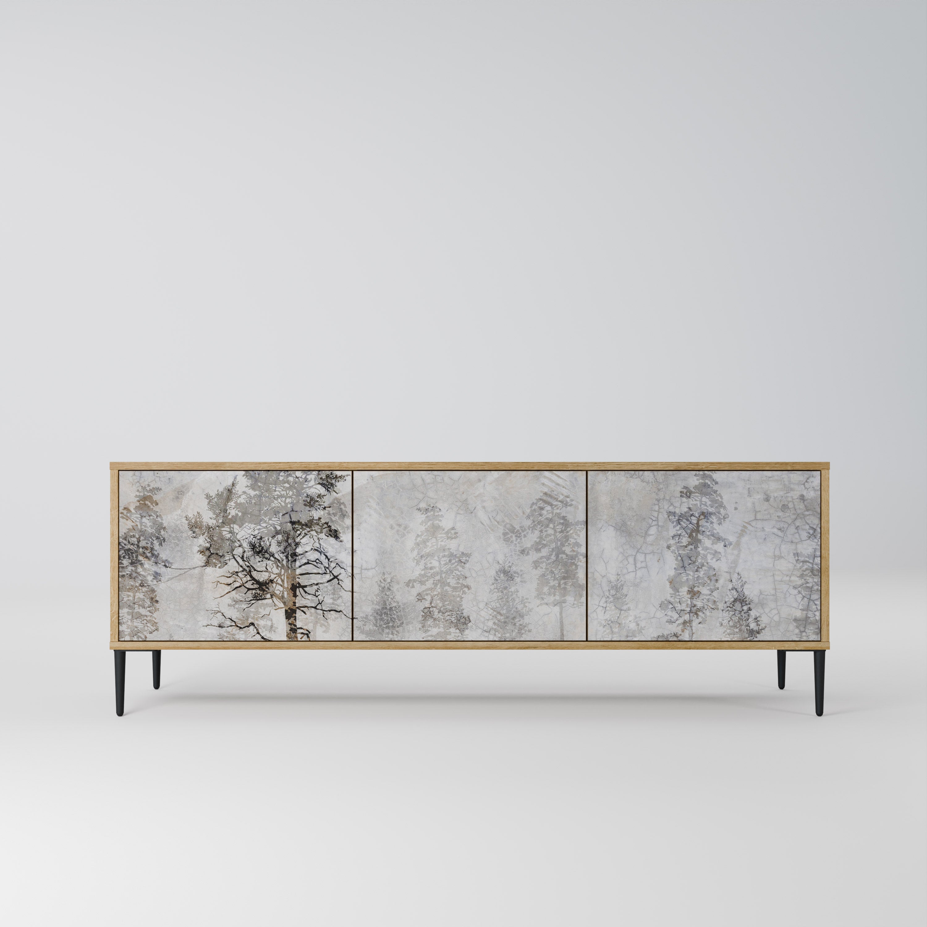 FADE IN THE TREES 3-Door TV Stand in Oak Effect