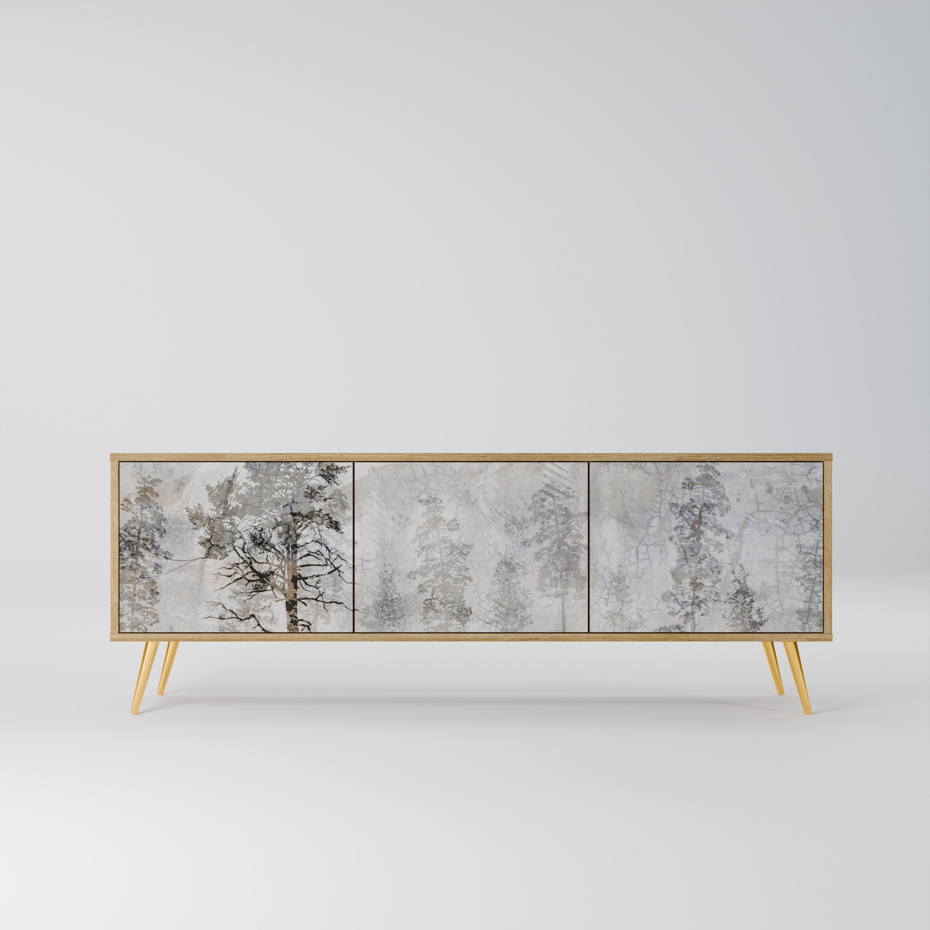 FADE IN THE TREES 3-Door TV Stand in Oak Effect