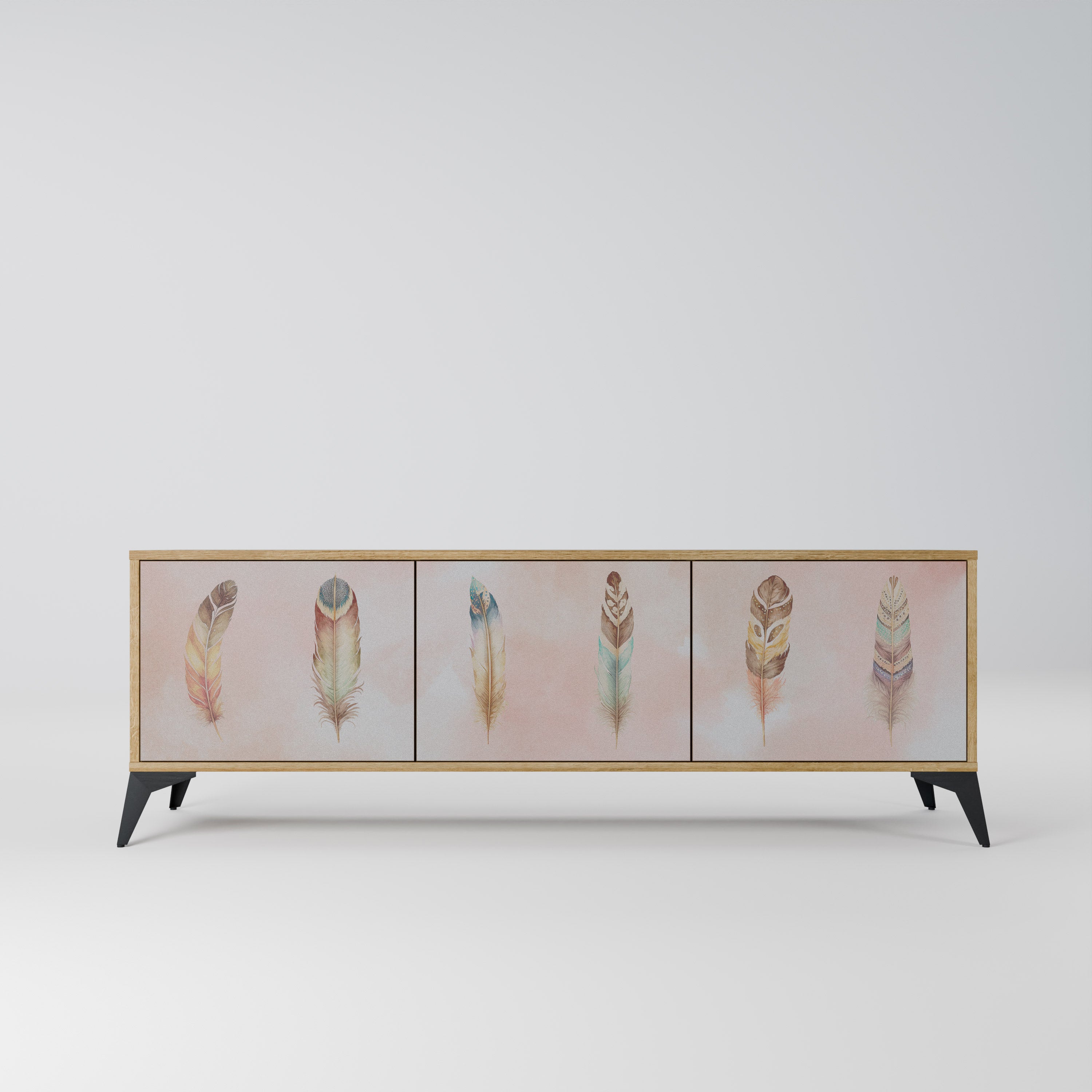 THE DELIQUESCE 3-Door TV Stand in Oak Effect