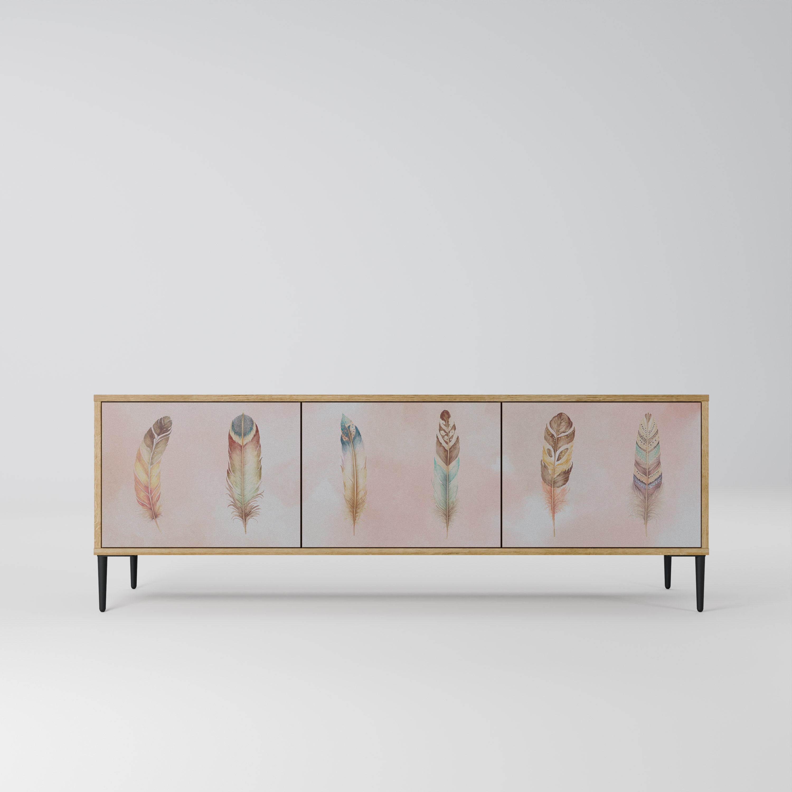 THE DELIQUESCE 3-Door TV Stand in Oak Effect