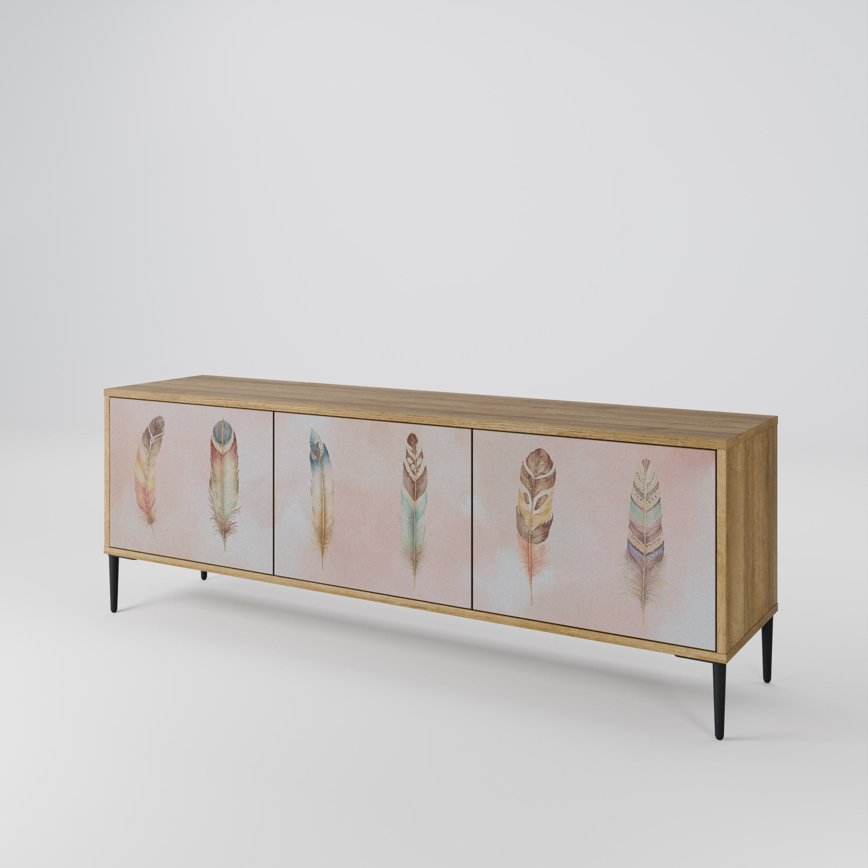 THE DELIQUESCE 3-Door TV Stand in Oak Effect