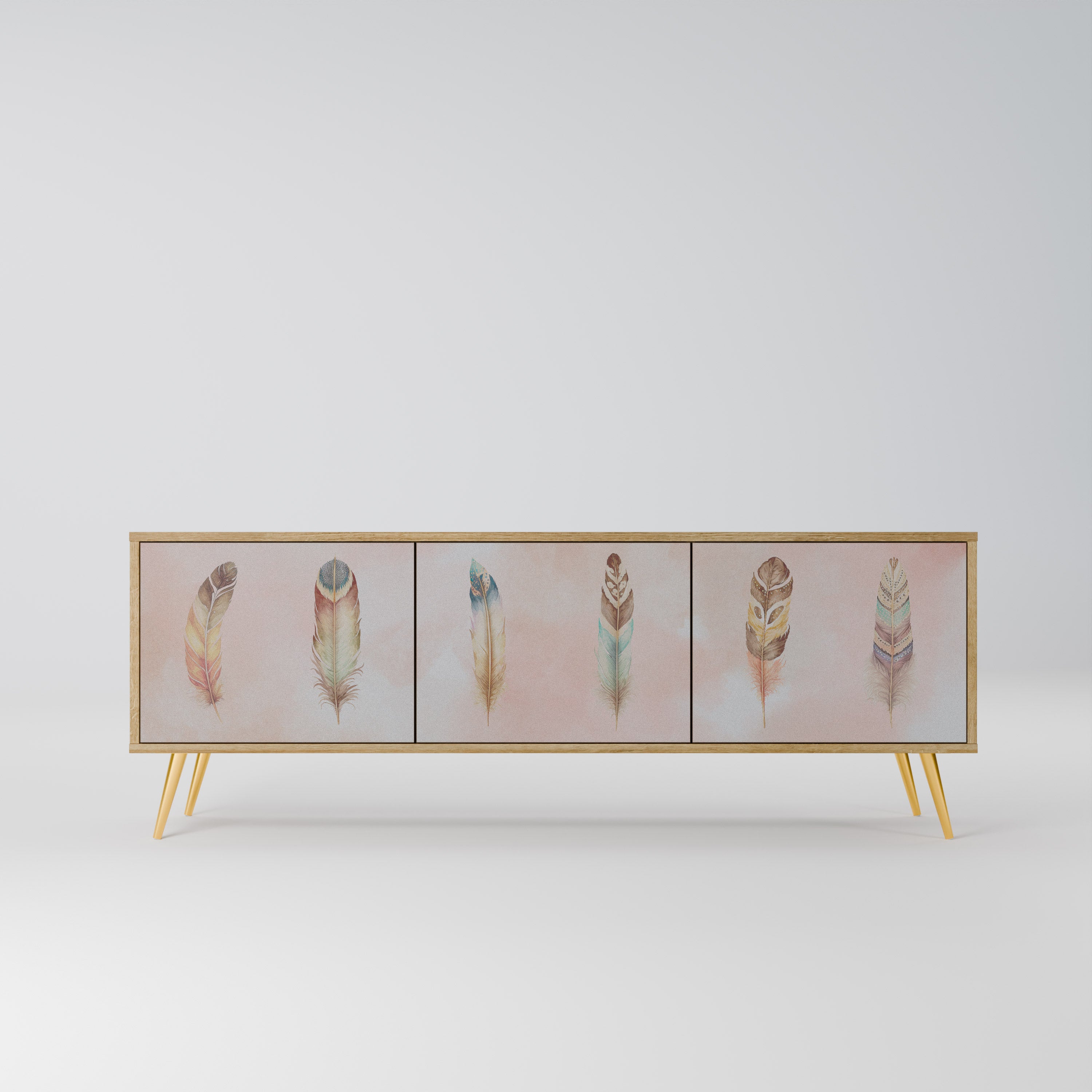 THE DELIQUESCE 3-Door TV Stand in Oak Effect