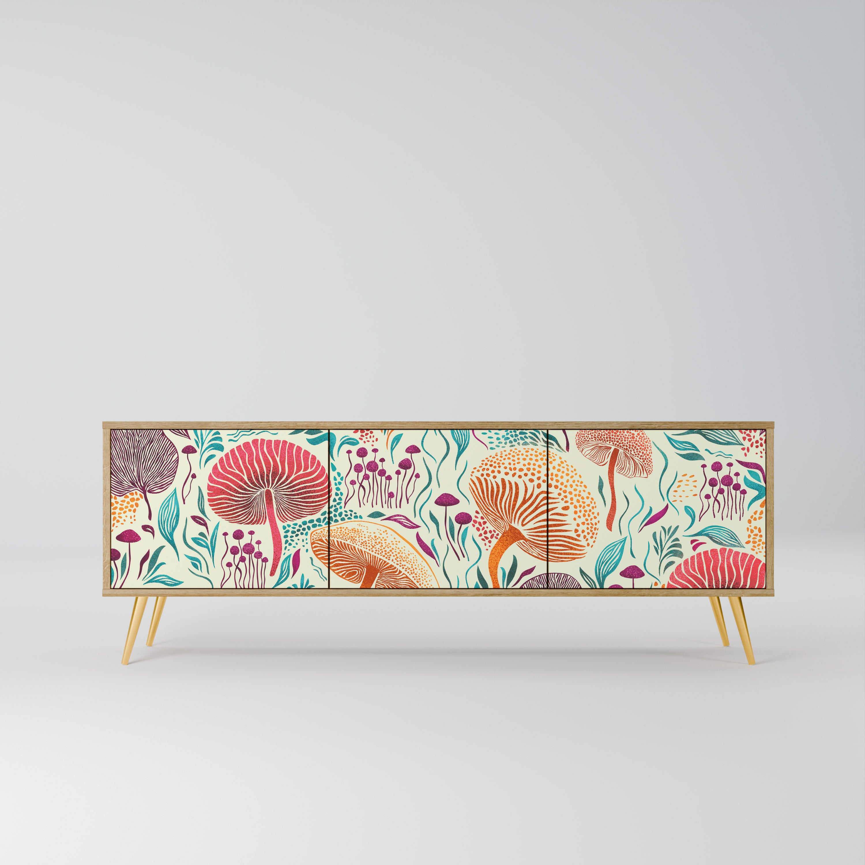 FUNGUS FANTASY 3-Door TV Stand in Oak Effect