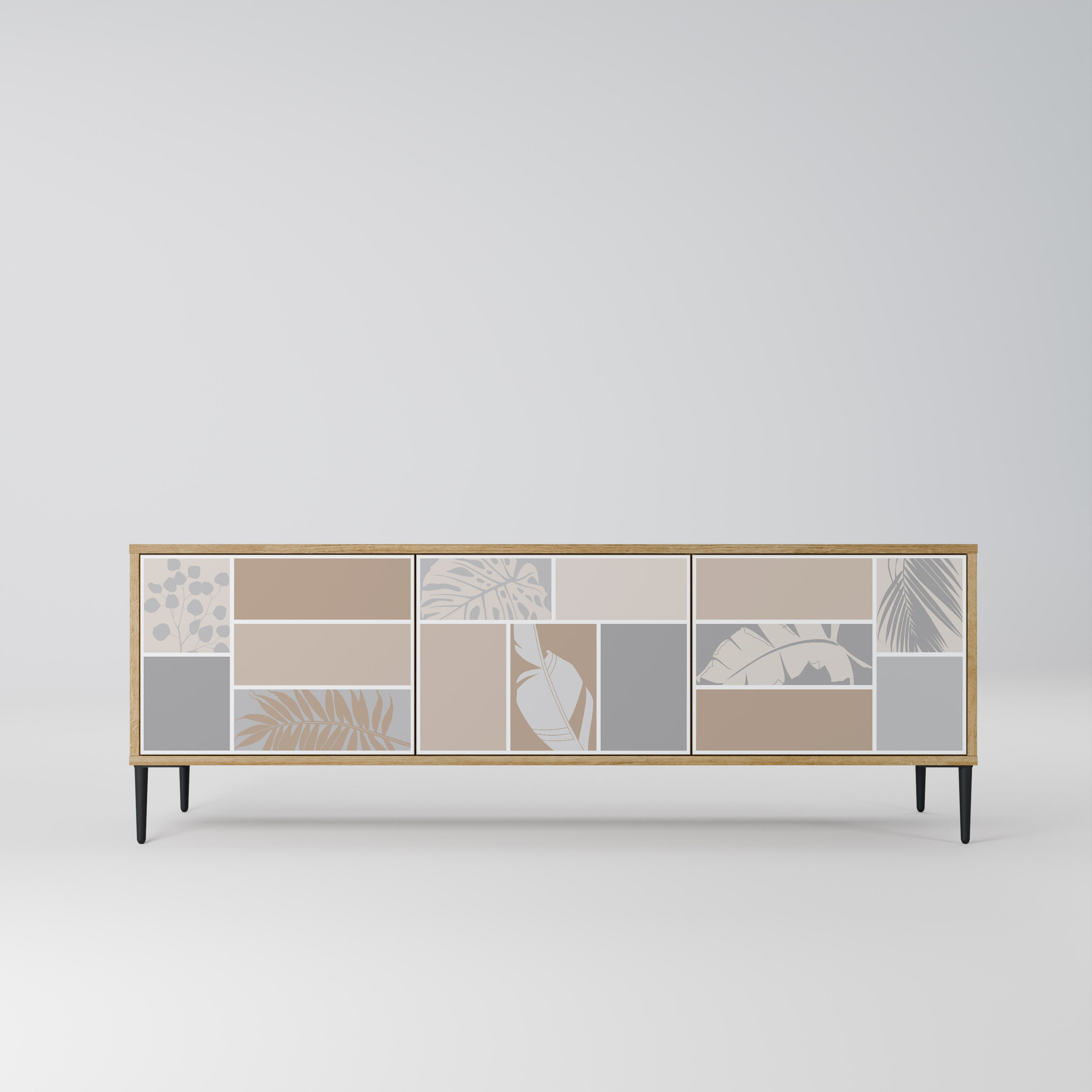 TROPICAL SHAPES 3-Door TV Stand in Oak Effect