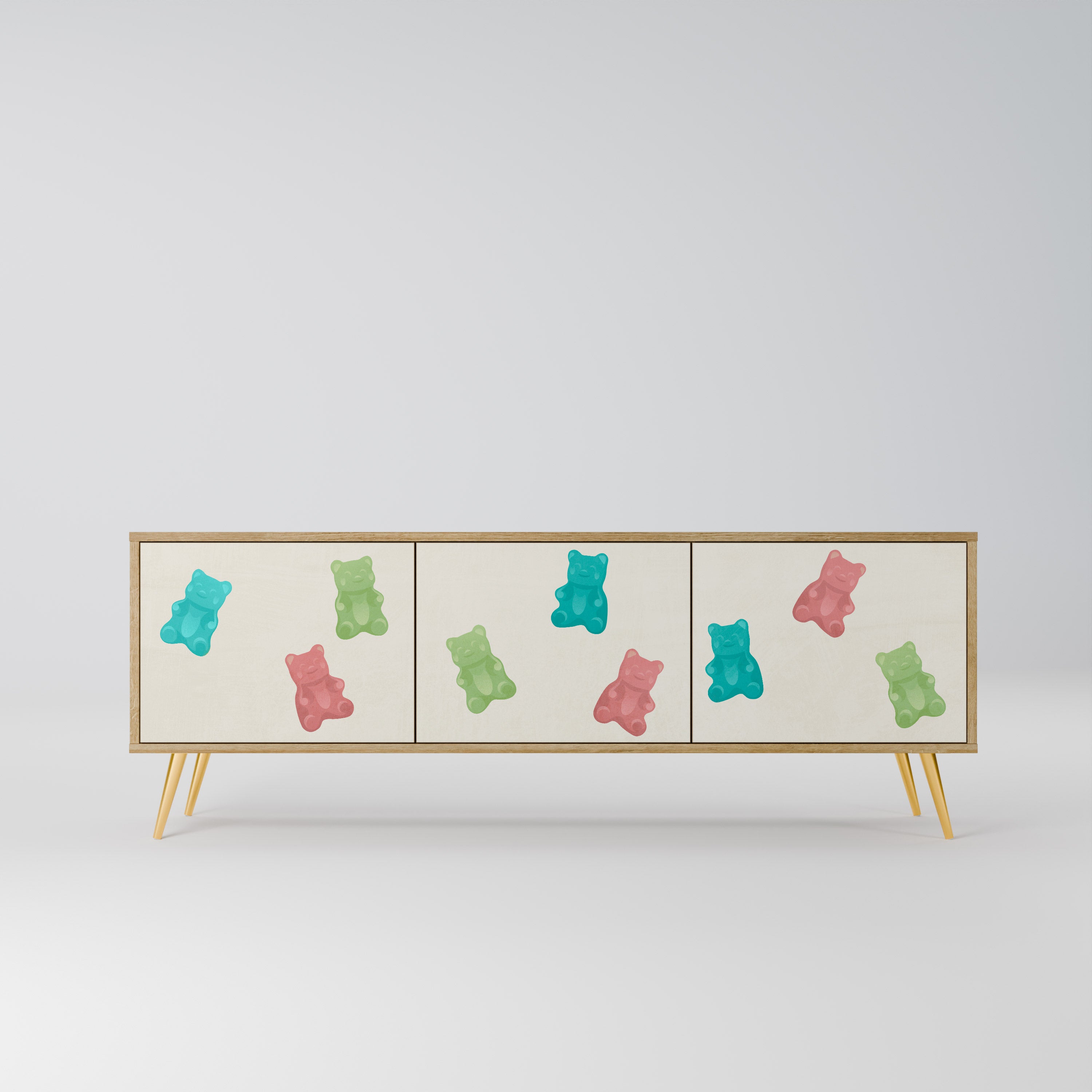 GUMMY BEARS 3-Door TV Stand in Oak Effect