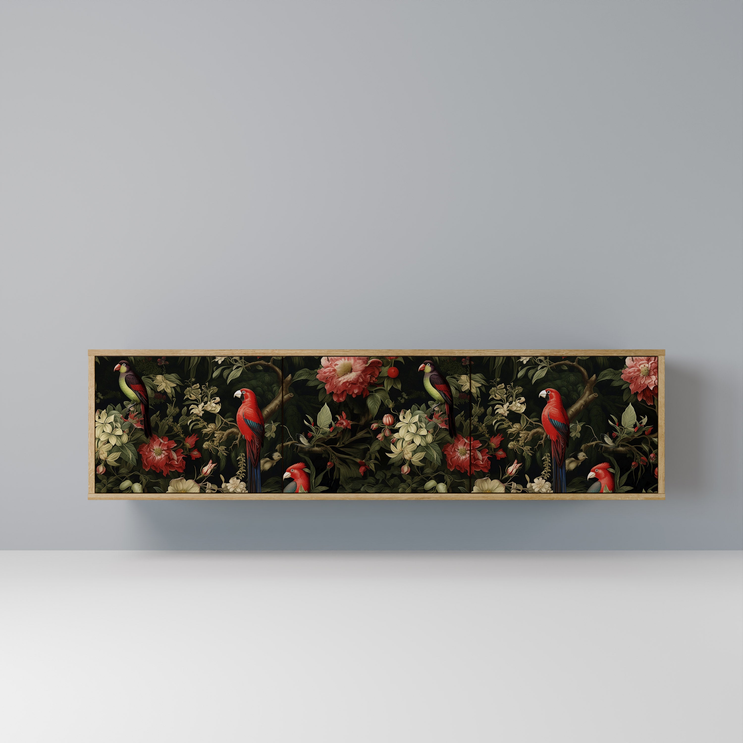 Mueble de TV de 3 puertas AVIAN GREENERY con efecto roble