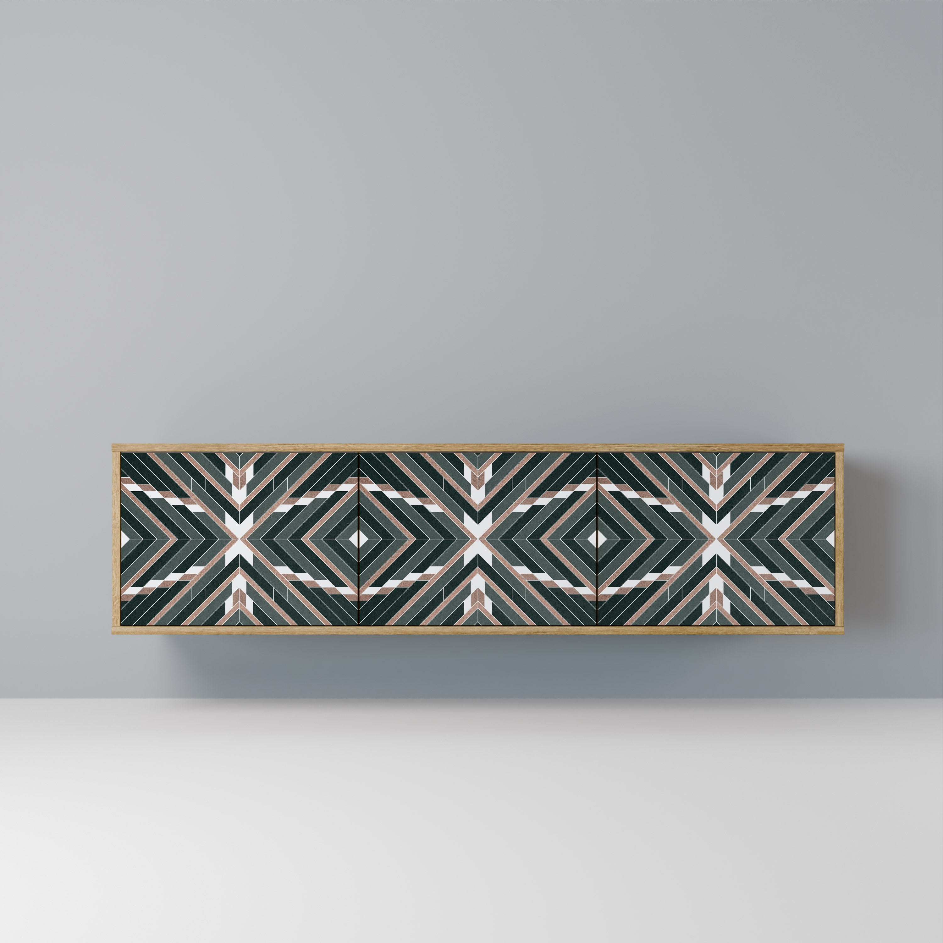 Mueble de TV de 3 puertas DIMENSION DELIGHTS con efecto roble
