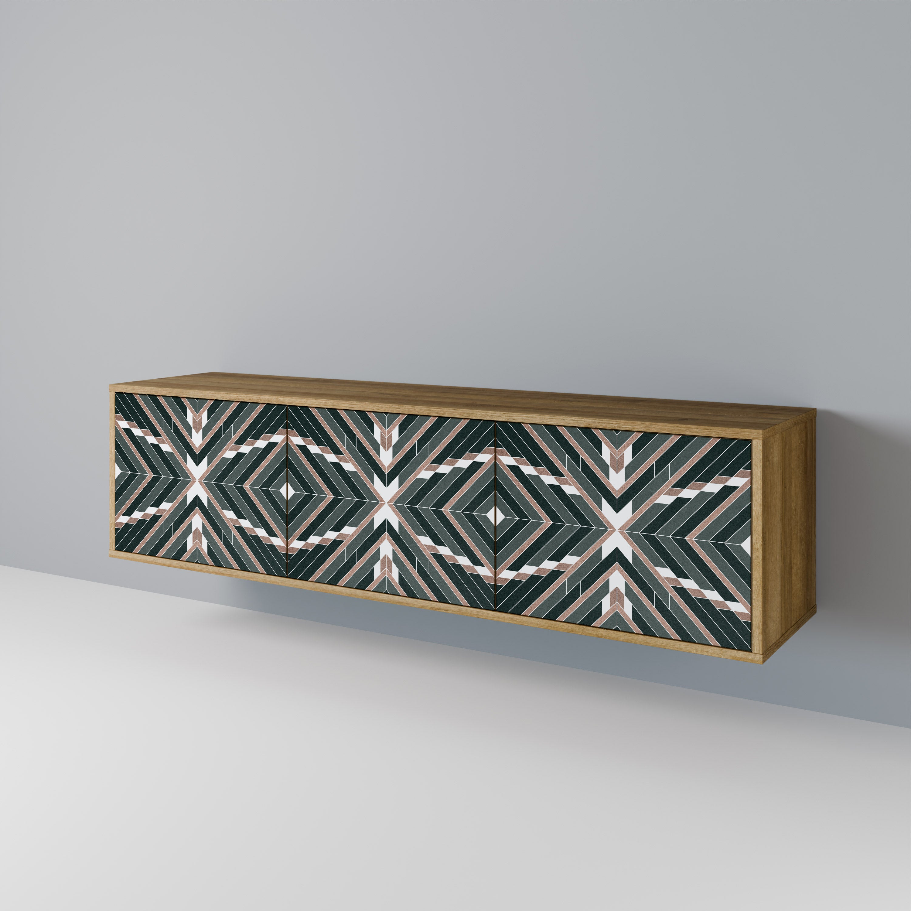Mueble de TV de 3 puertas DIMENSION DELIGHTS con efecto roble
