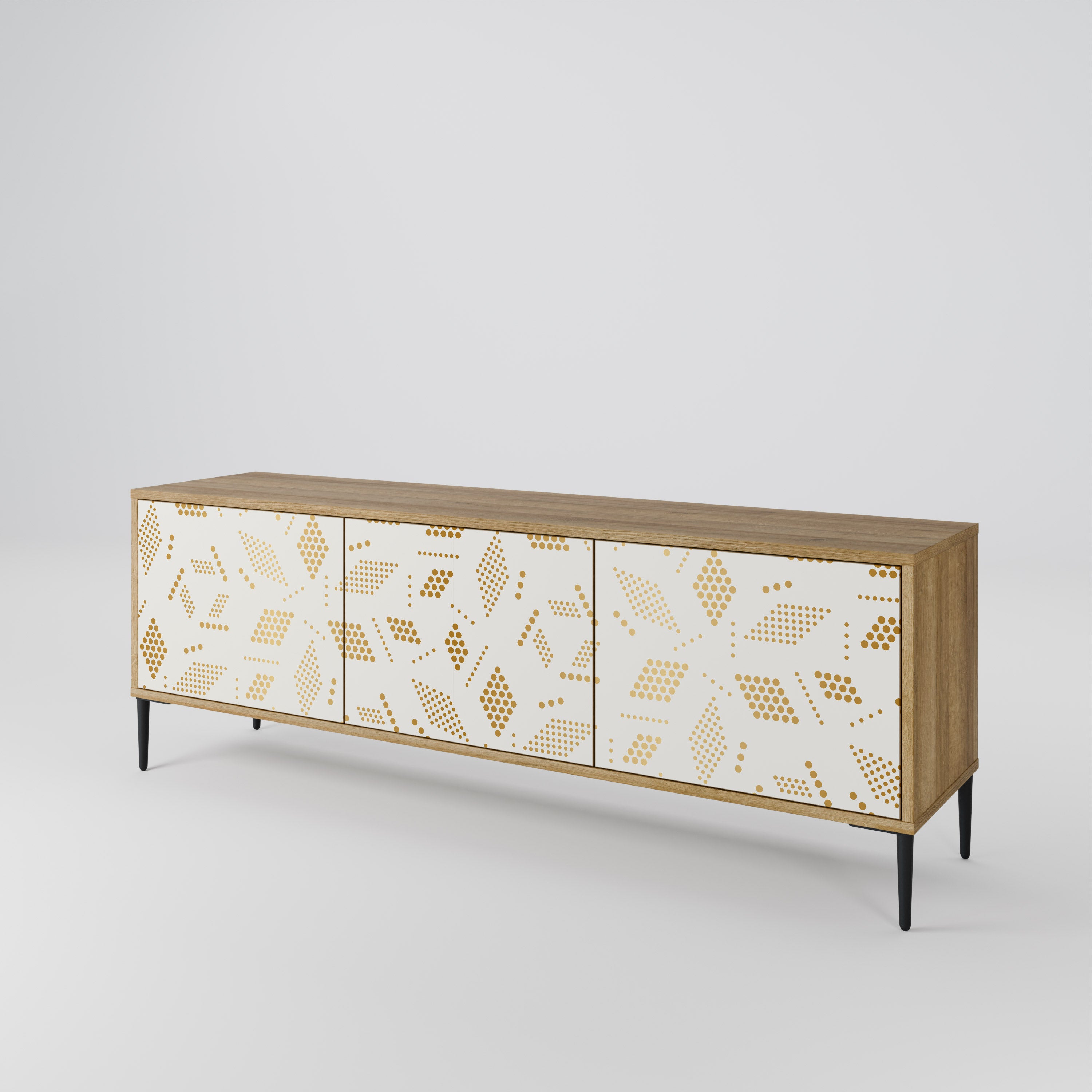 Mueble de TV de 3 puertas SPOTTED DAZE con efecto roble