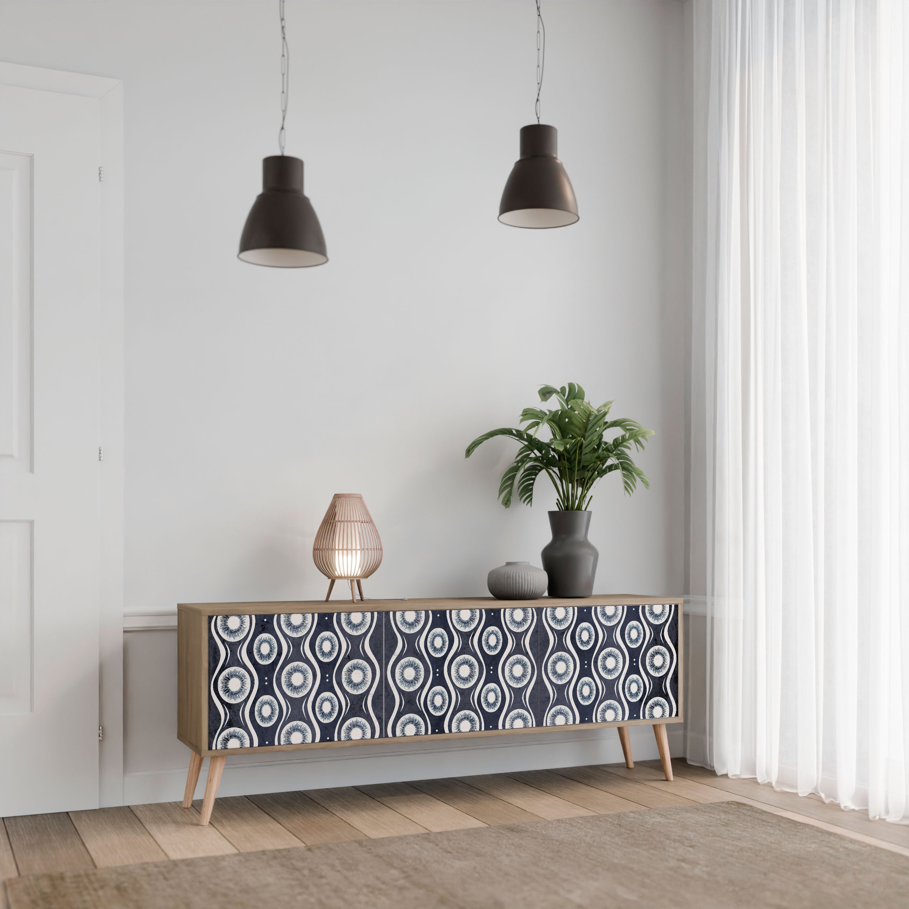 Mueble de TV de 3 puertas GRAPHITE EYES con efecto roble