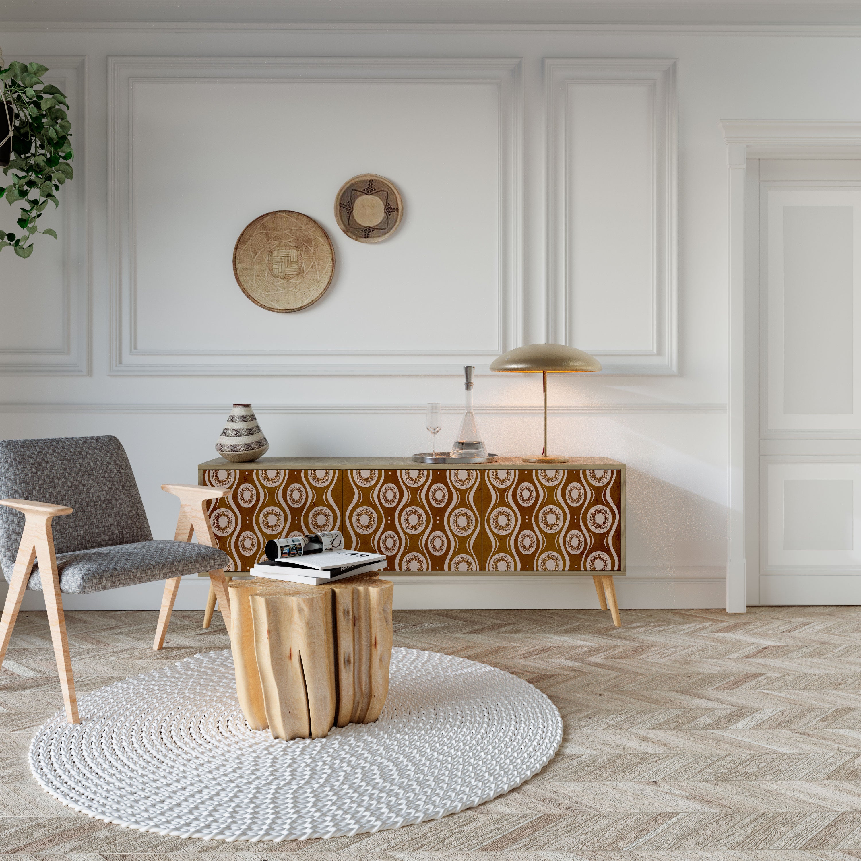 Mueble de TV de 3 puertas BROWN EYES con efecto roble