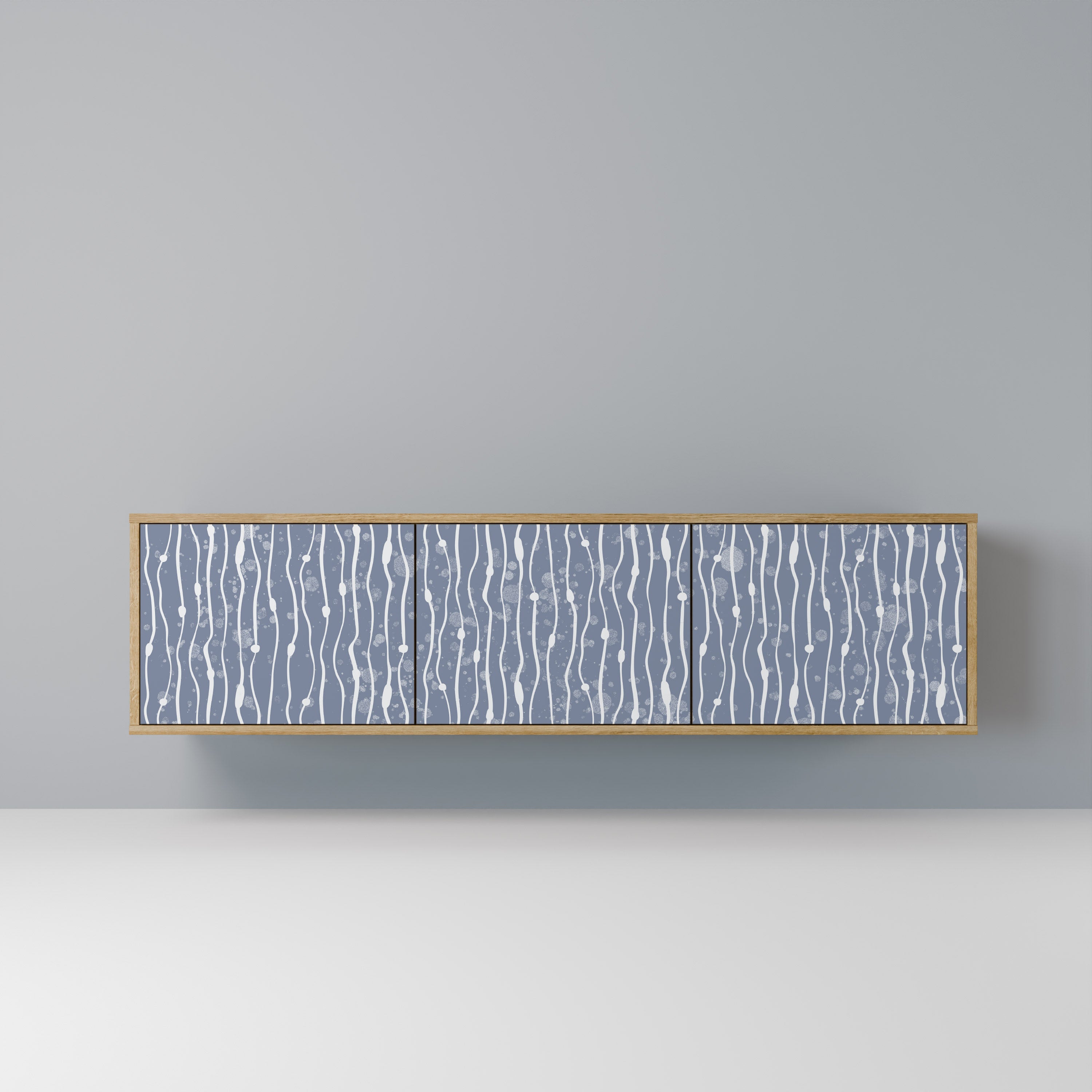 Mueble de TV de 3 puertas GRAPHITE RAIN con efecto roble