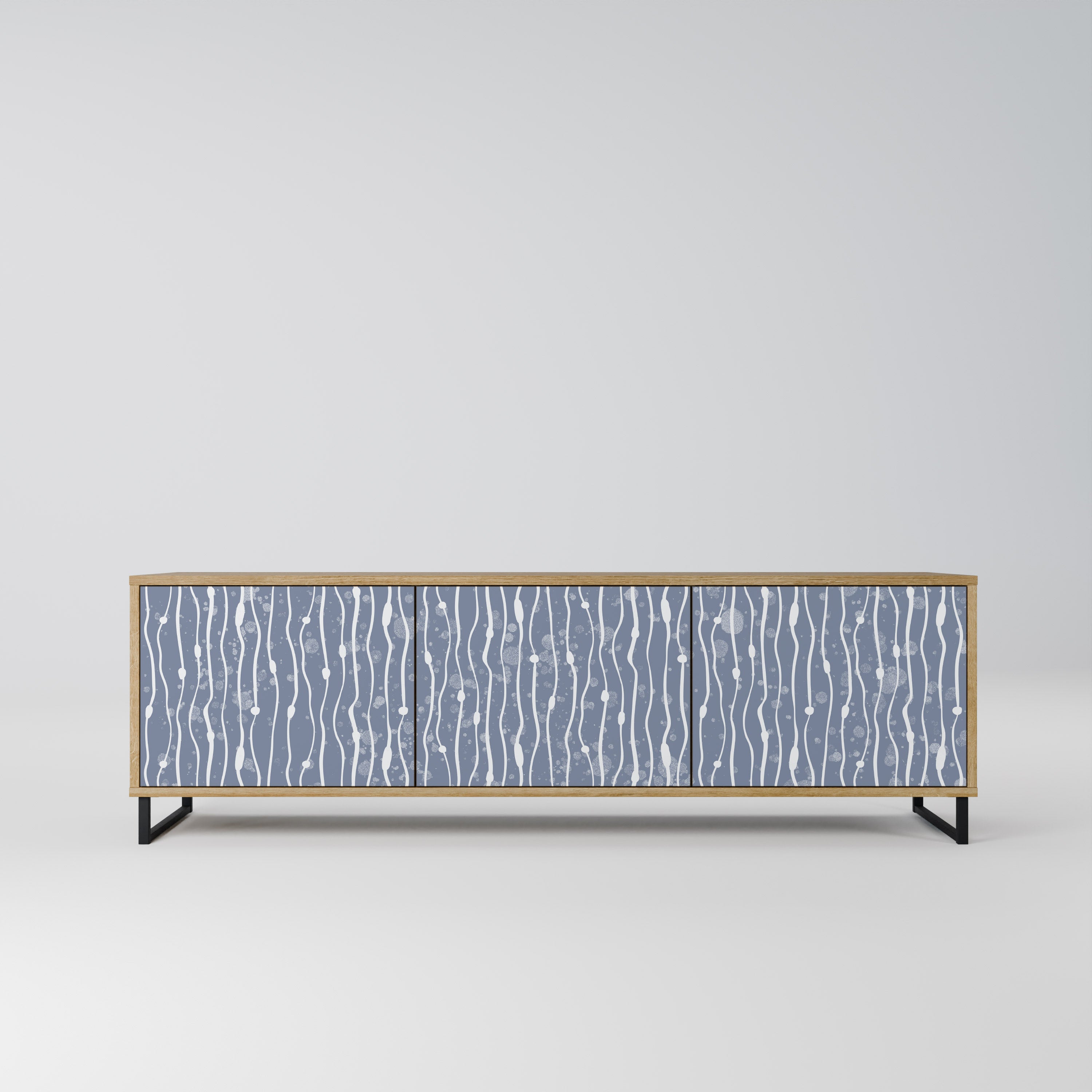 Mueble de TV de 3 puertas GRAPHITE RAIN con efecto roble