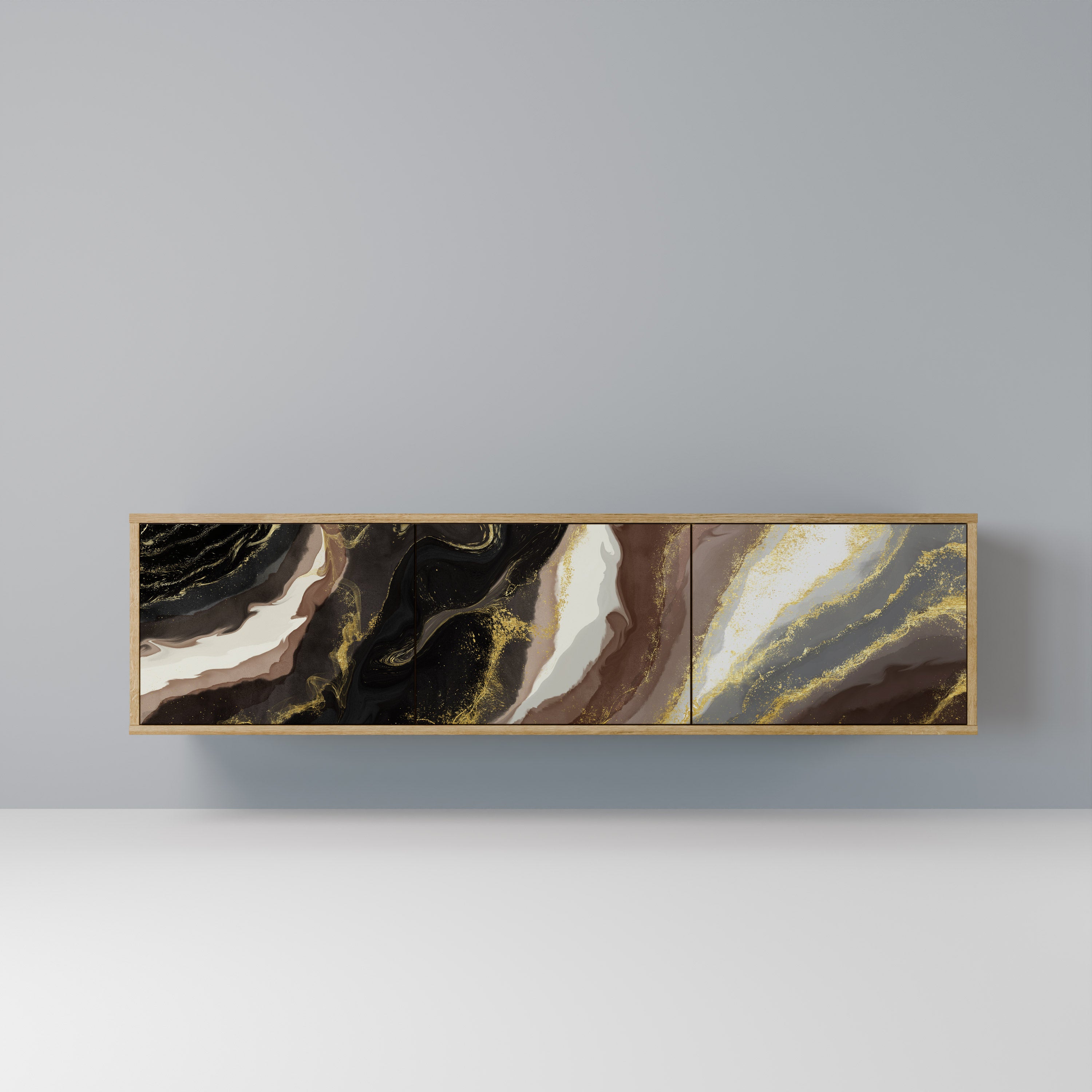 Mueble de TV de 3 puertas GOLD DUST con efecto roble