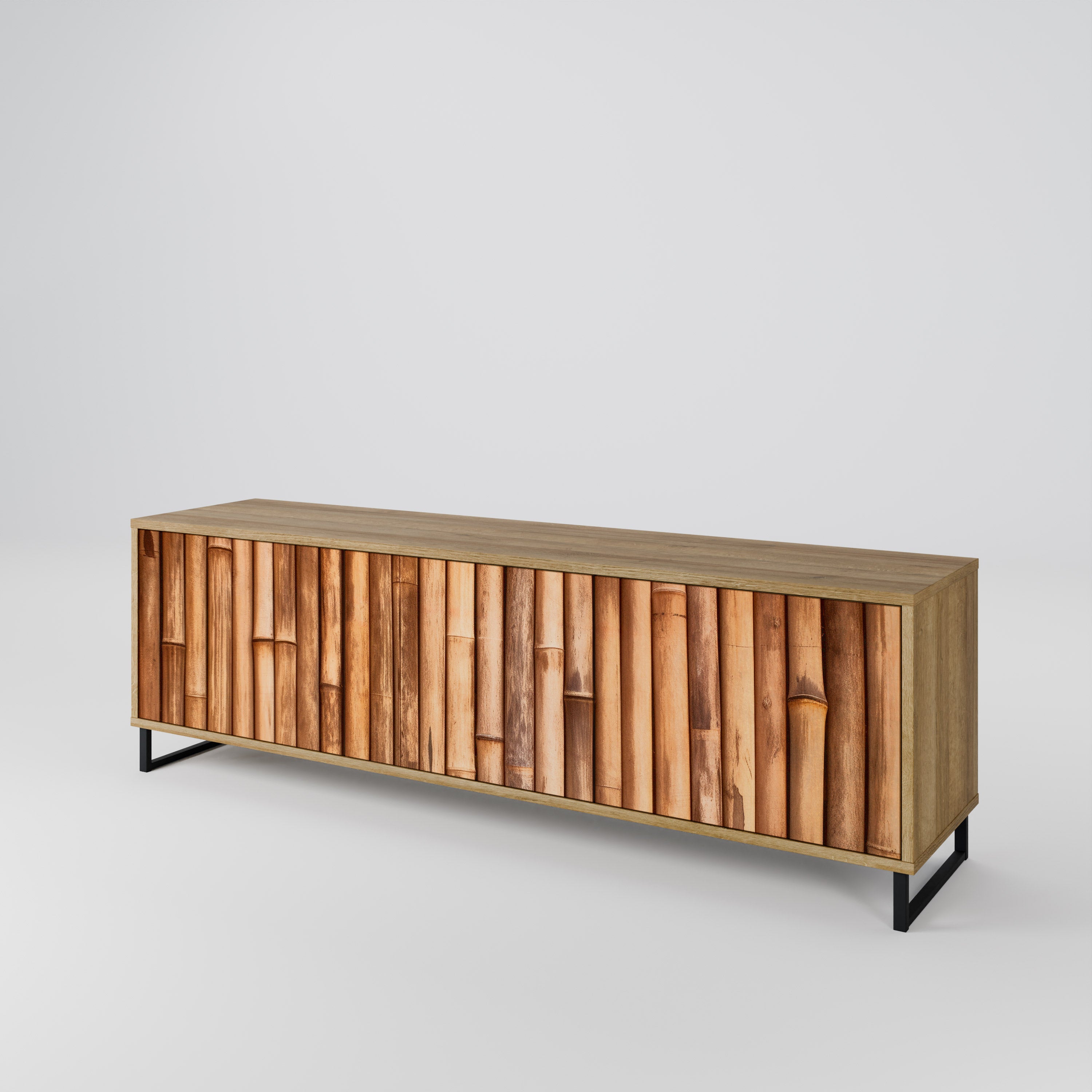 Mueble de TV de 3 puertas NATURAL WOOD con efecto roble