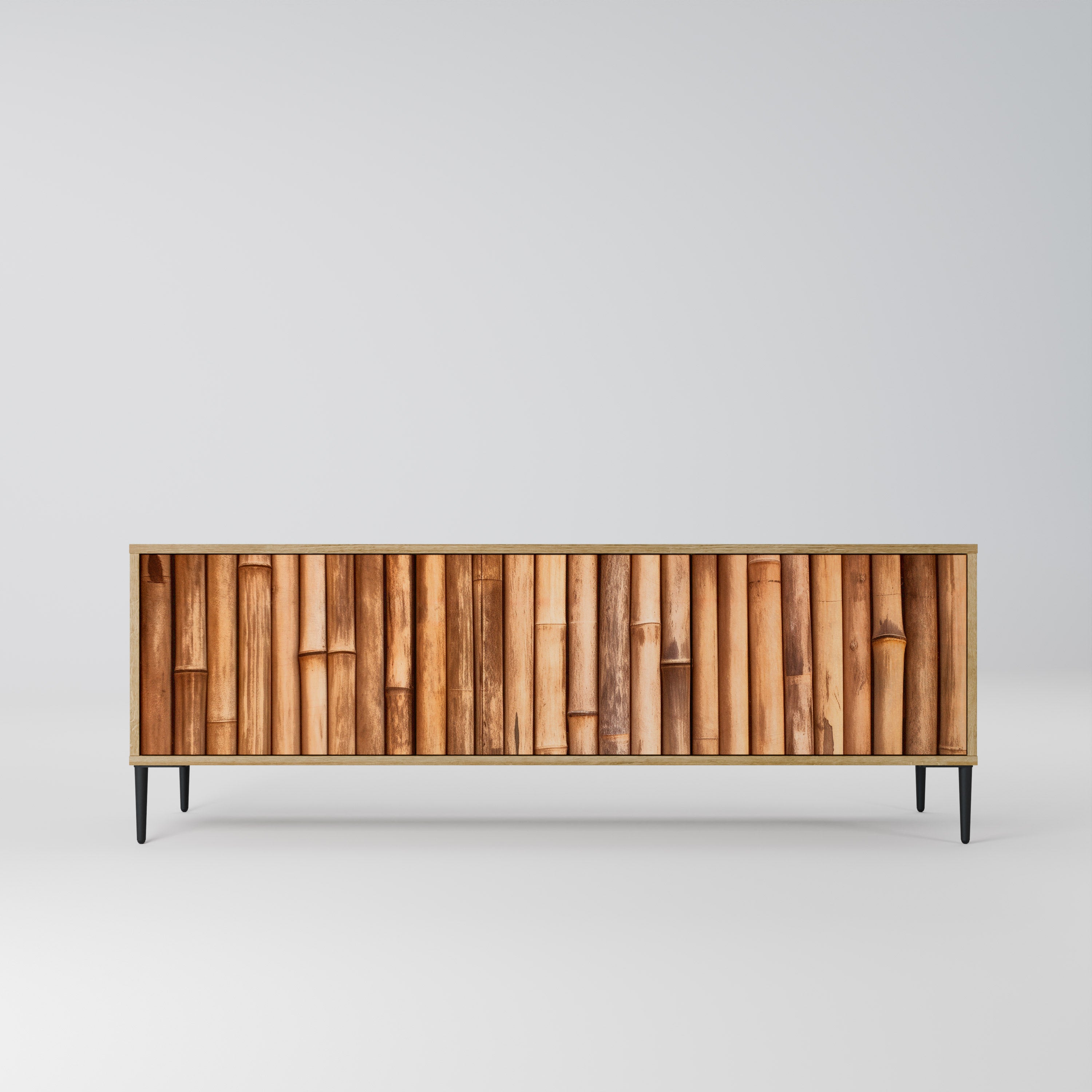 Mueble de TV de 3 puertas NATURAL WOOD con efecto roble