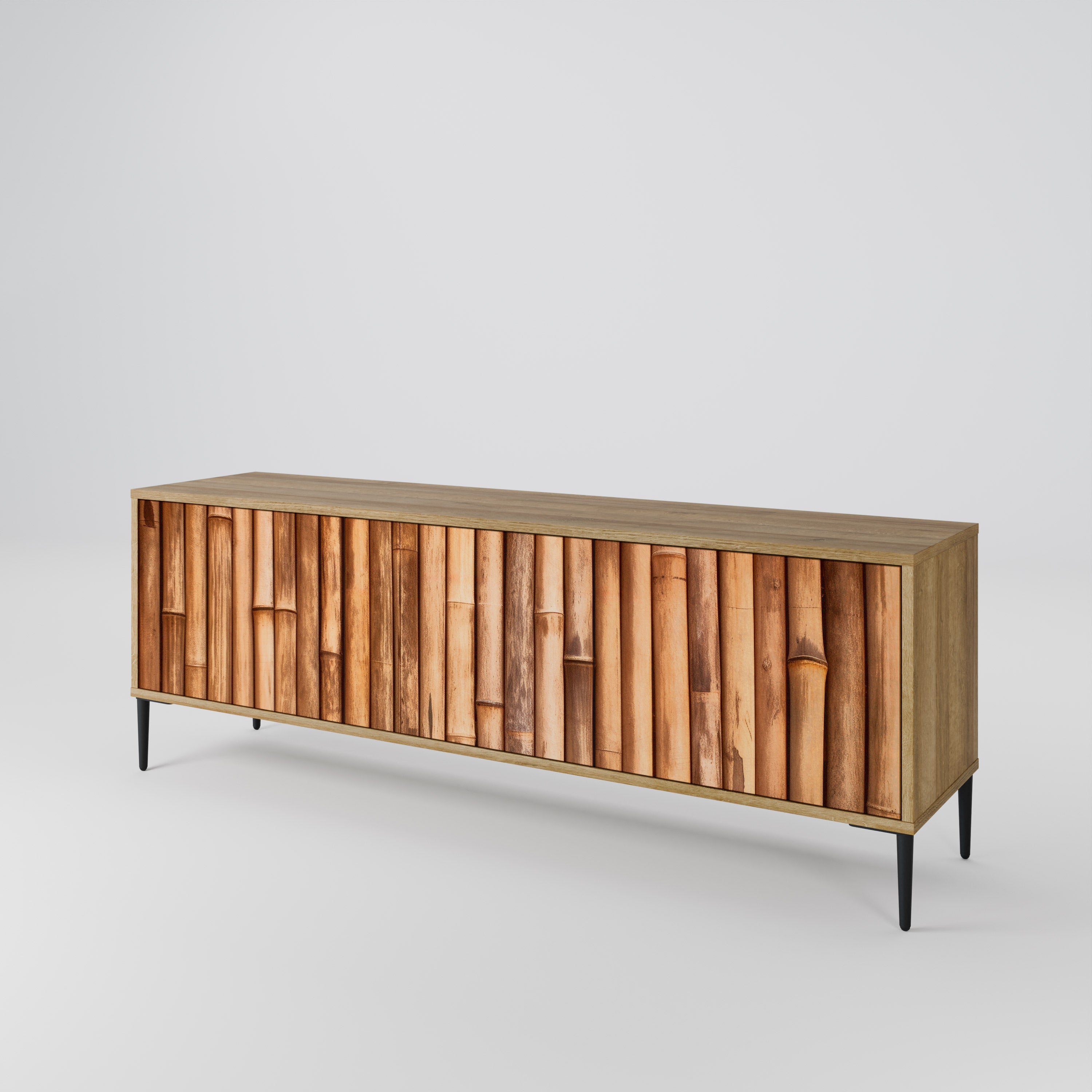 Mueble de TV de 3 puertas NATURAL WOOD con efecto roble